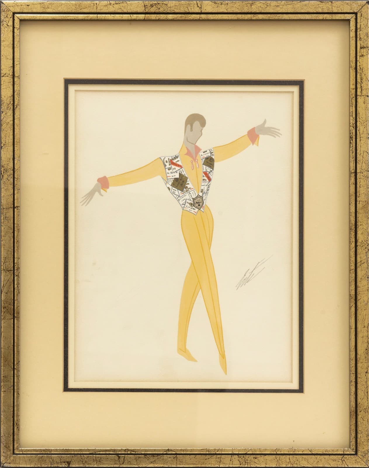 Erte (Romain de Tirtoff 1892-1990)Untitled Gouache, Signed Art Deco Illustration