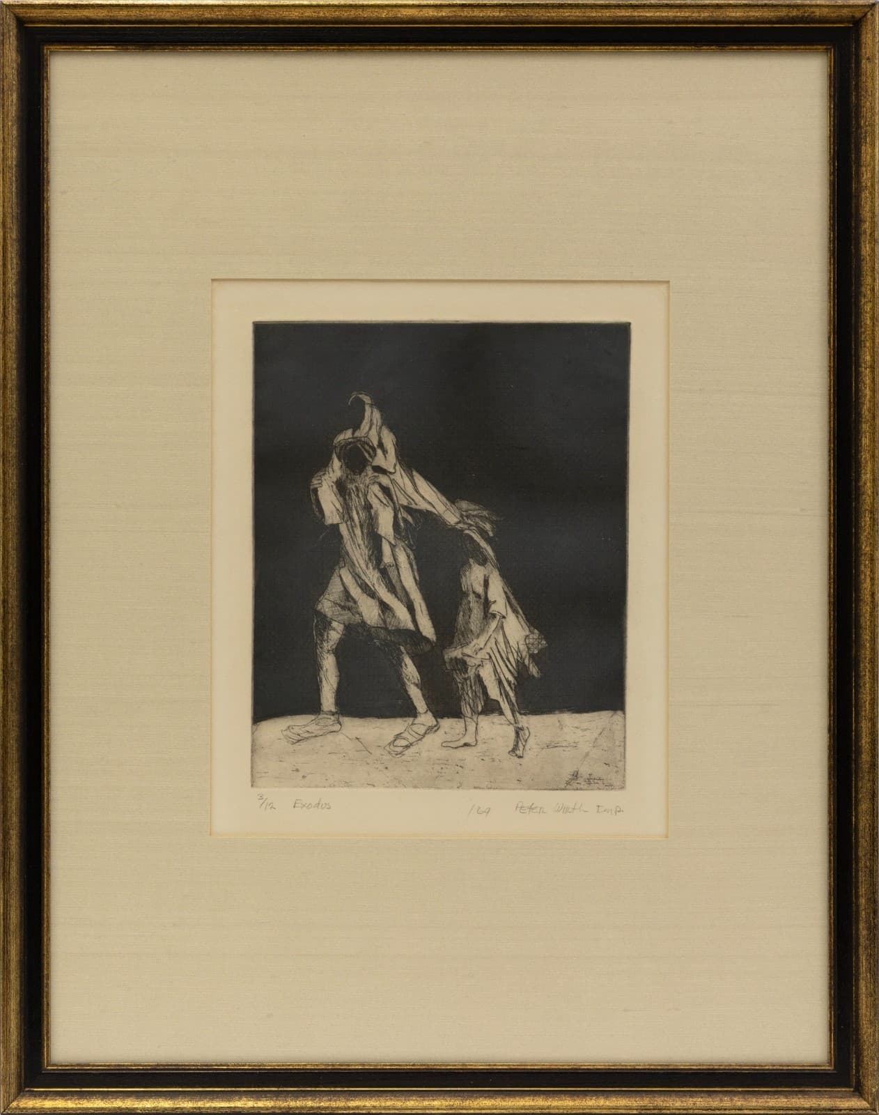 Peter Wirth Exodus 1964 Signed Aquatint Etching 3/12 Modern Figurative
