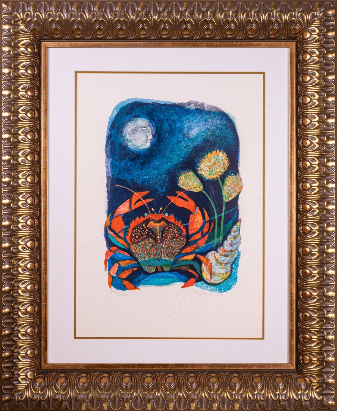 Judith Bledsoe Cancer Signed Contemporary Modern Lithograph Framed 2000s