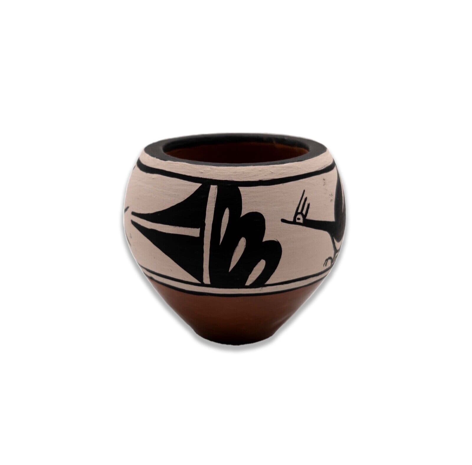 Vintage Zia Tribe Native American Hand Painted Miniature Pottery Bowl Signed