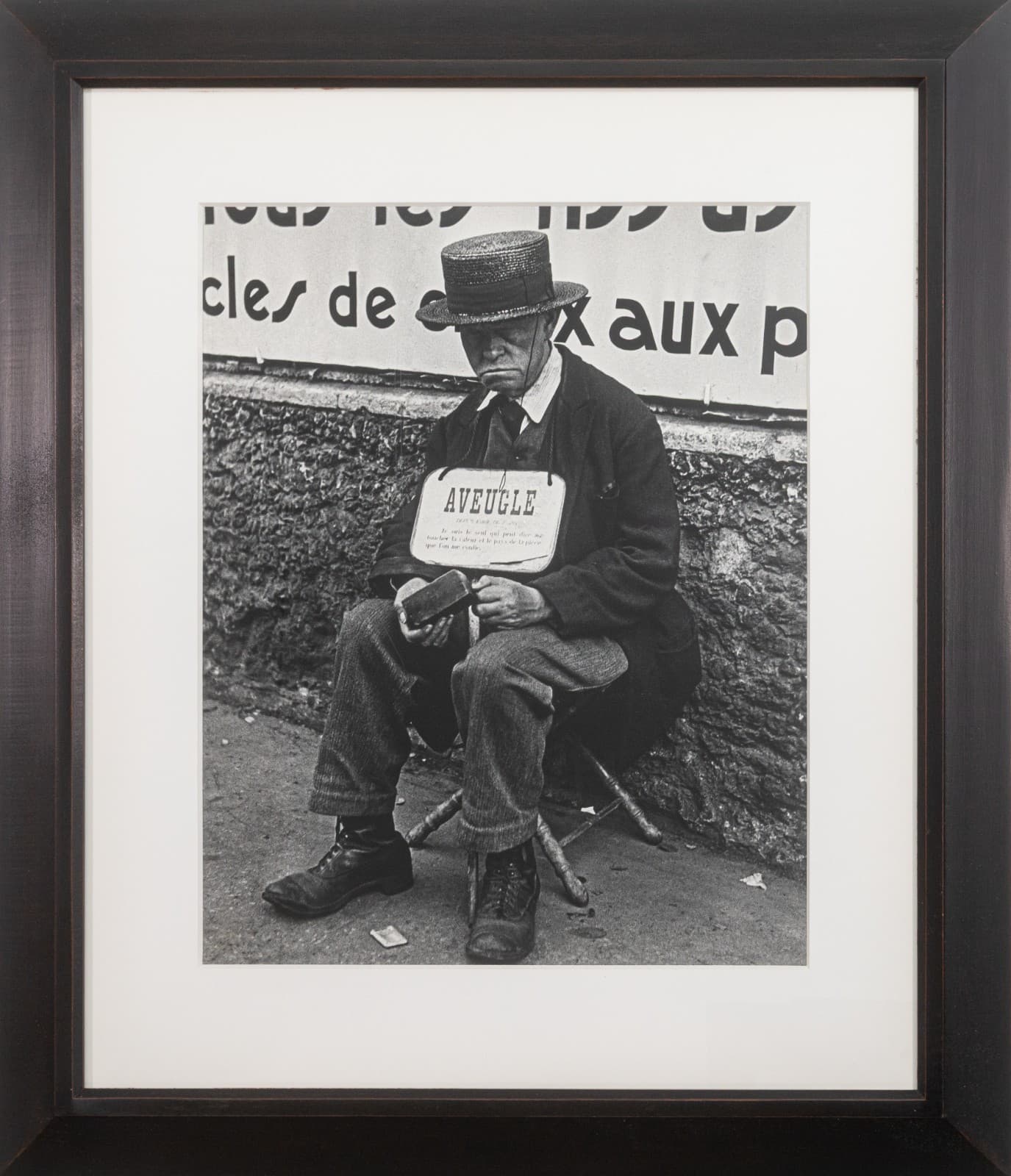 Lisette Model - Blind Man in Front of Billboard, 1933-38 Silver Gelatin Print