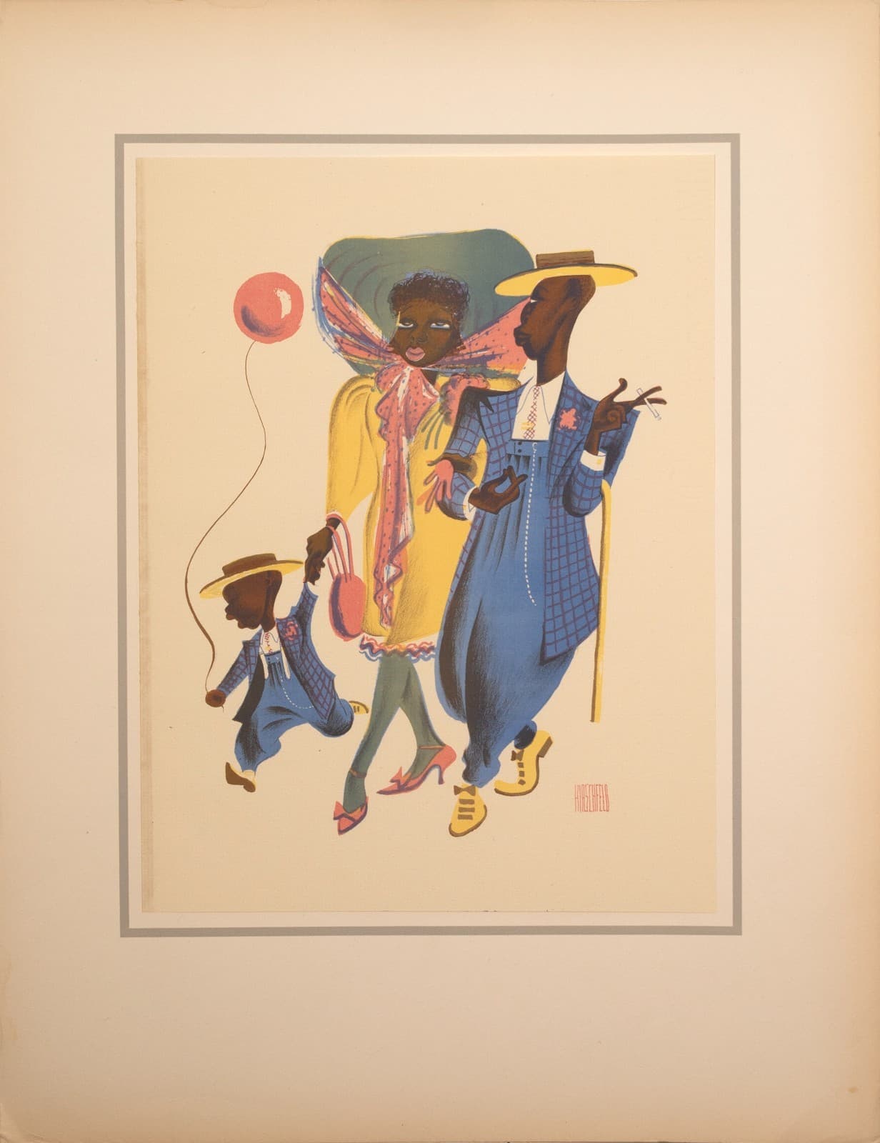 Al Hirschfeld - Harlem, 1941 Modern Lithograph Americana Caricature