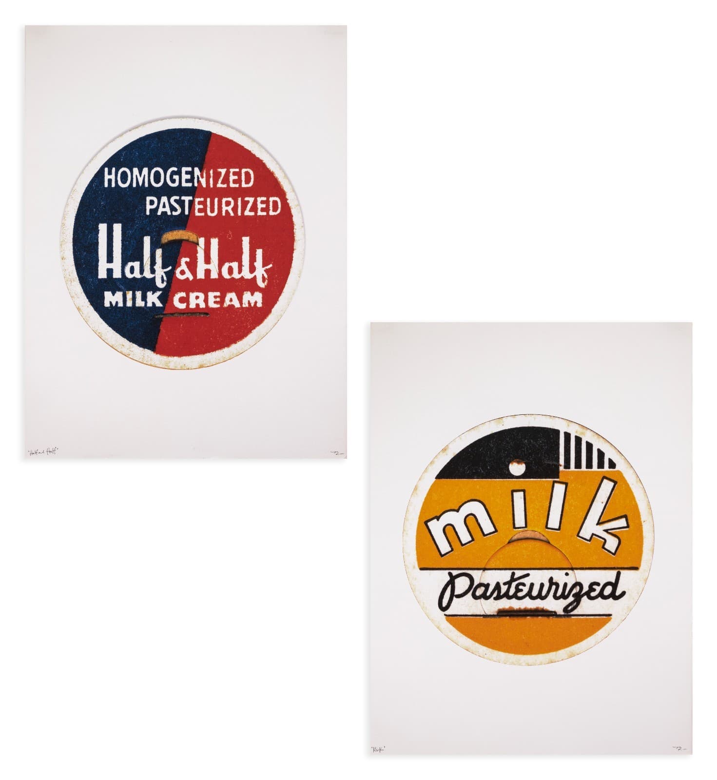 Barloga Studios - Vintage Milk Caps Signed Pair of Contemporary Graphic Prints