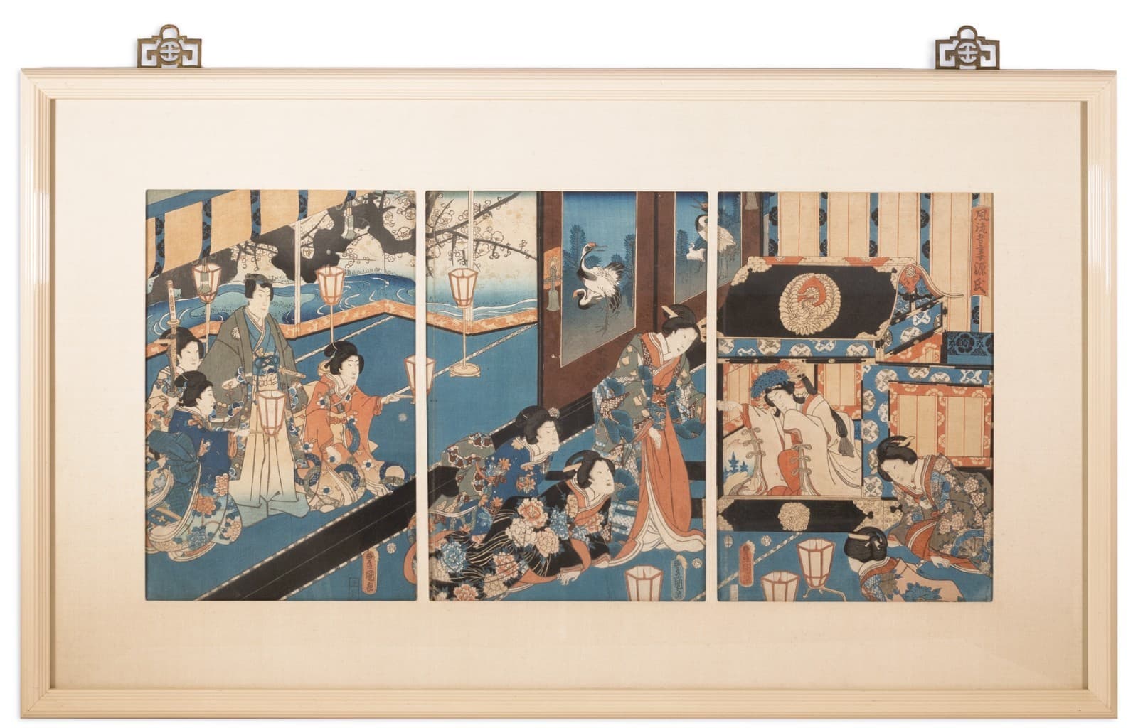 Utagawa Kunisada (Toyokuni III) - Fashionable Eastern Genji, 1854 Triptych