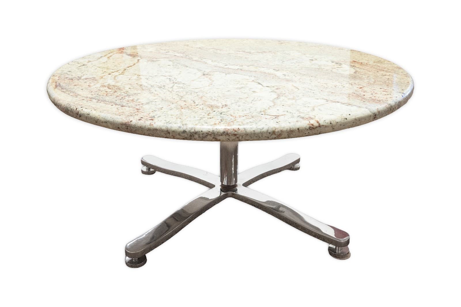 Nicos Zographos Cream Marble And Stainless Steel Coffee Table