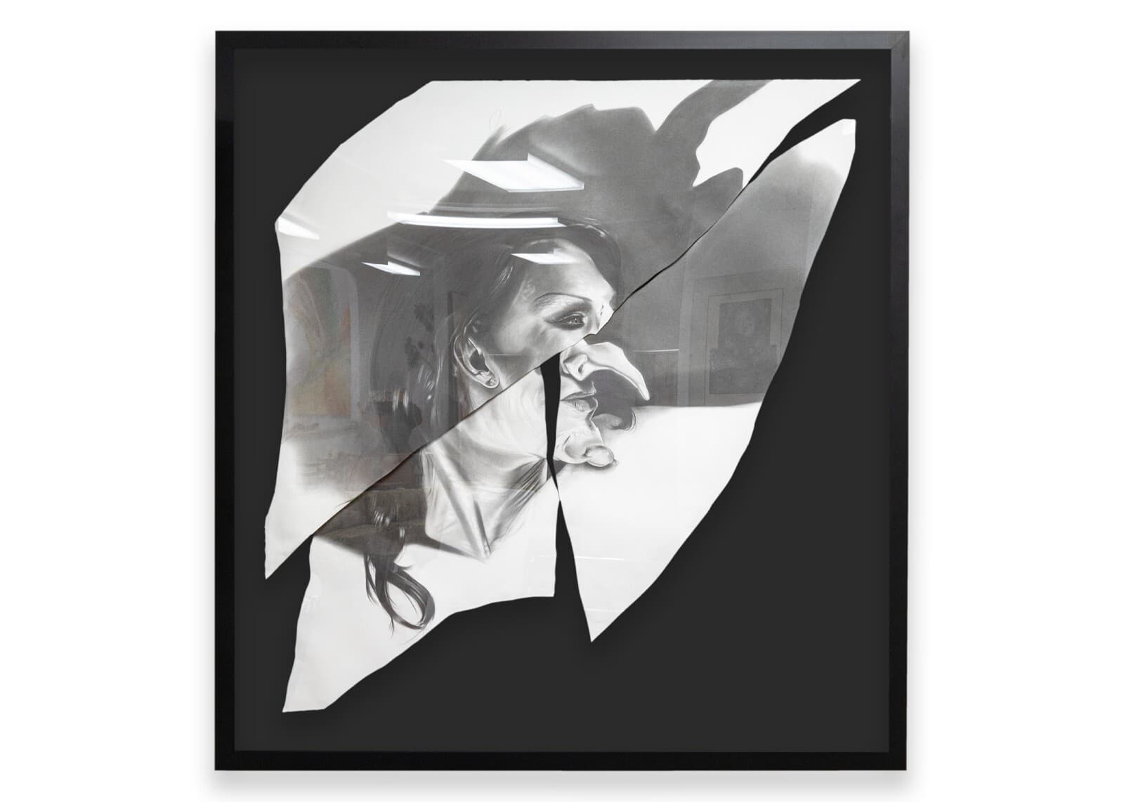 Daniel Samaniego Light Witch Portrait Graphite & Charcoal Drawing Paper Framed