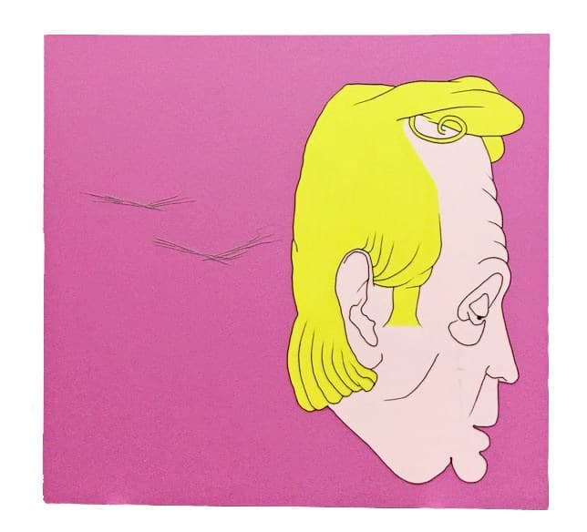 Contemporary Acrylic Satire Painting Interview John Chilver Signed Dated 2000