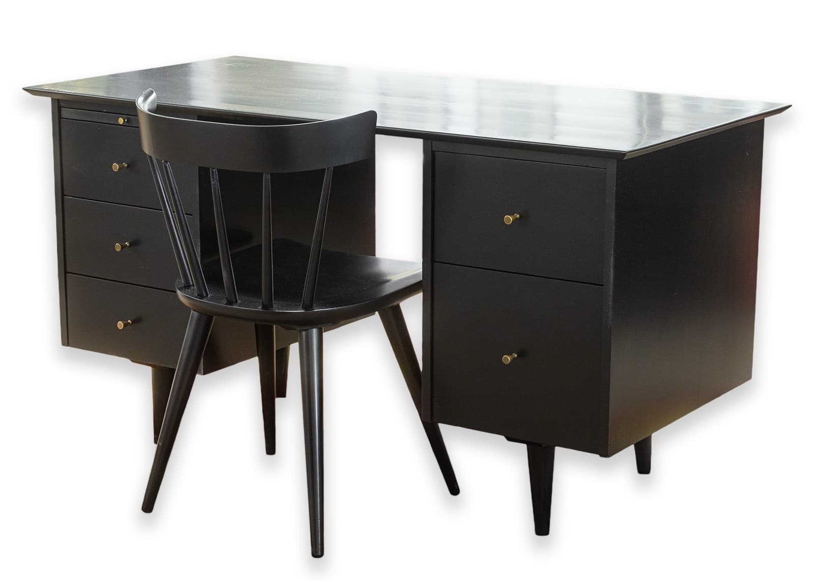 Paul McCobb Planner Group Model 1561 Mid-Century Modern Black Desk & Chair