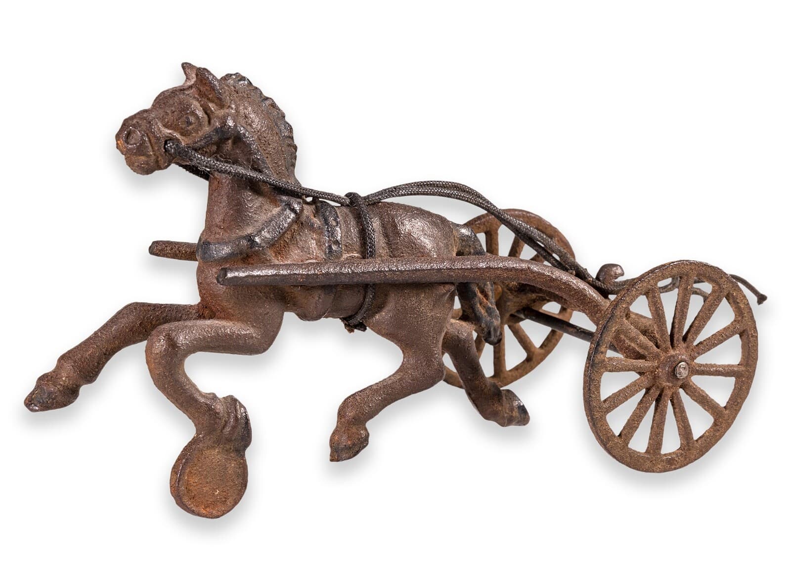 Vintage Cast Iron Horse Drawn Cart America Antique Collectable Pull Toy 1920s