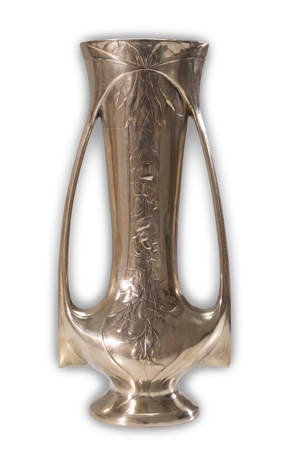 Art Nouveau Antique Liberty Vase Silver Plated Ornate Floral Design