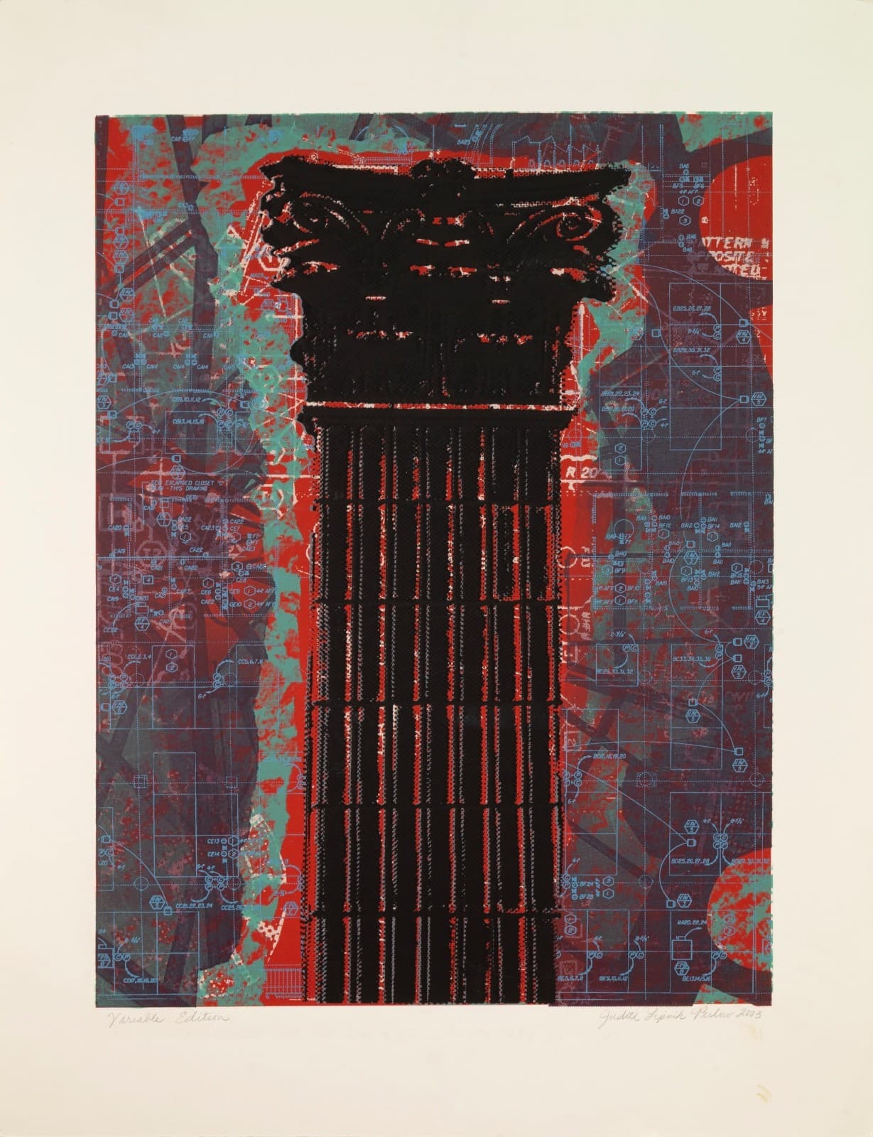 Judith Lipnik Perlow Column Series X 2003 Signed Serigraph in Colors on Paper