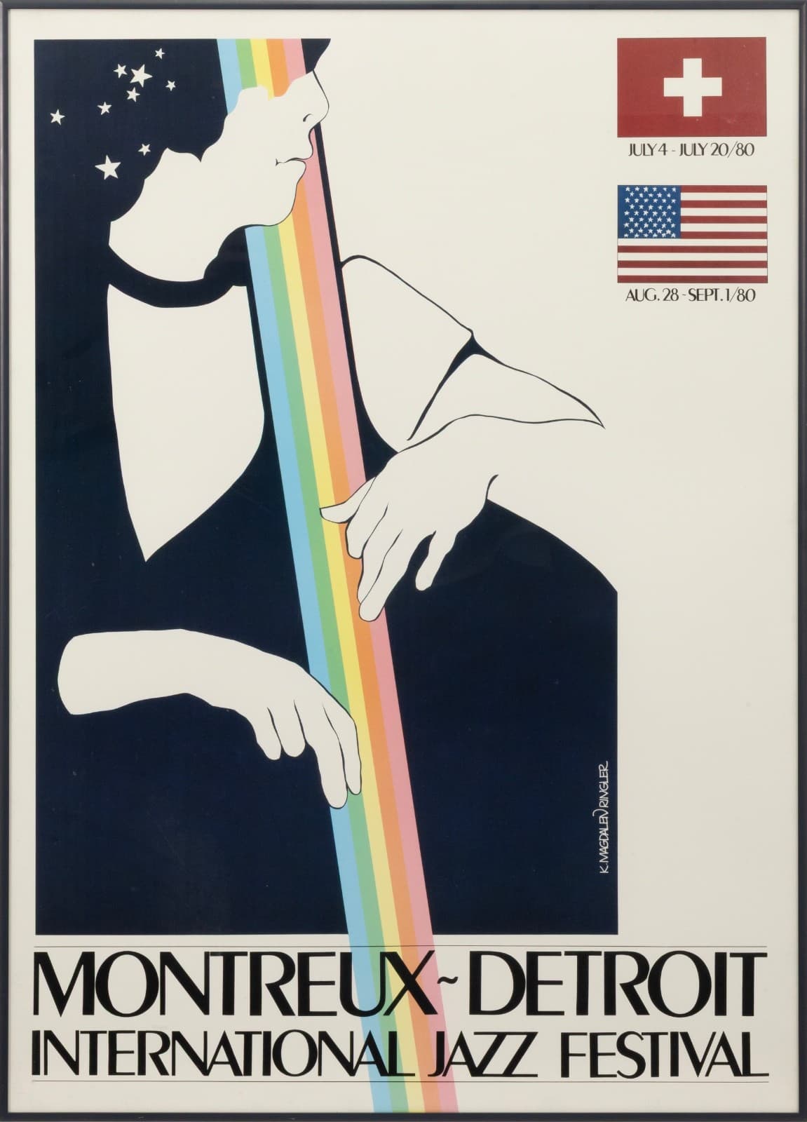 Montreux Detroit International Jazz Festival 1980 Vintage Lithographic Poster