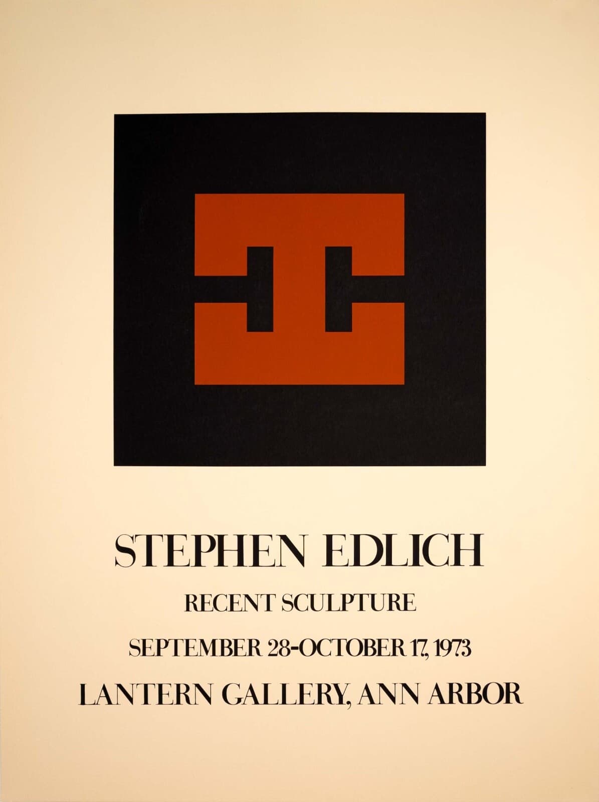 Stephen Edlich Recent Sculpture (Tan) Lithographic Exhibition Poster UF 1973