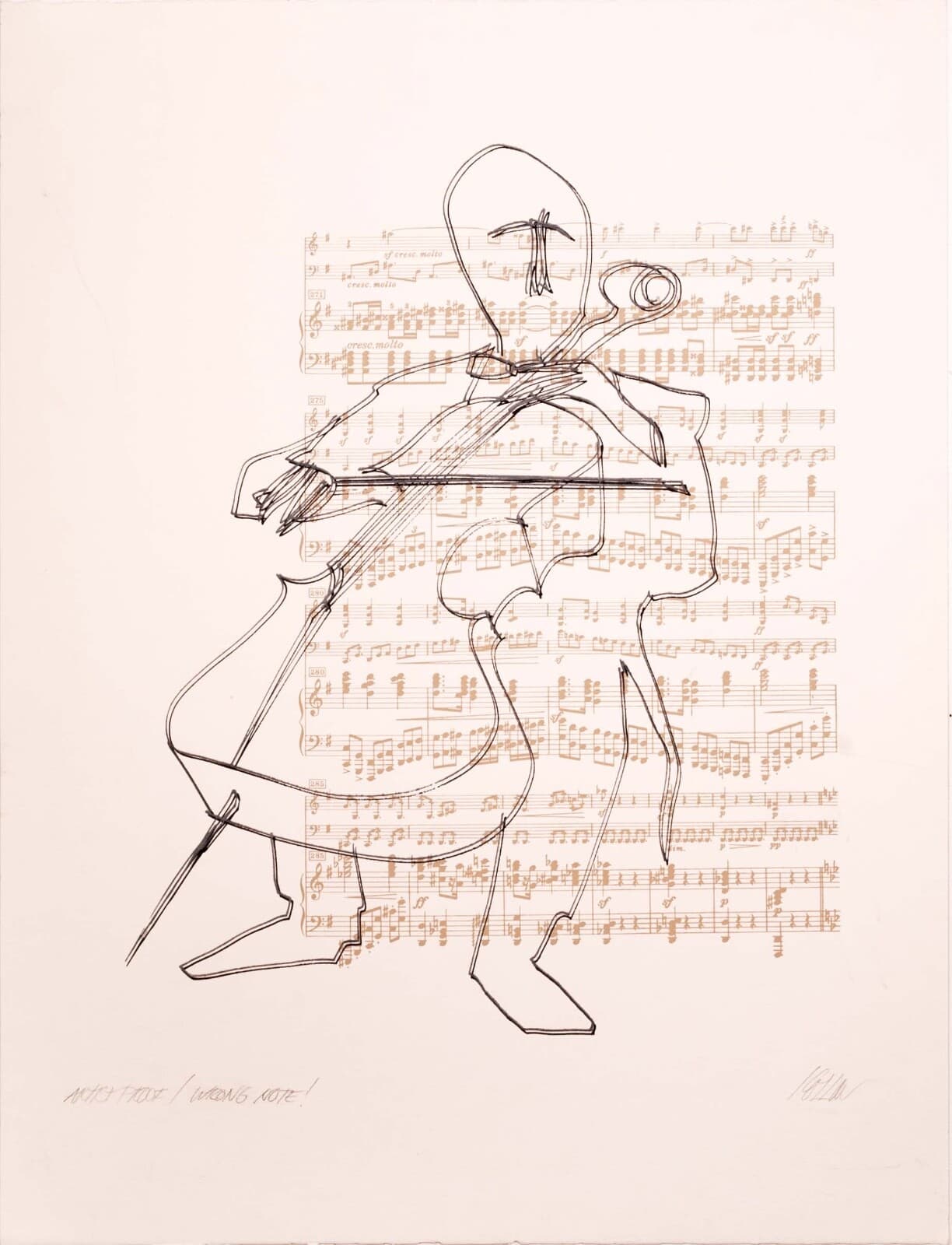 Richard Kozlow Wrong Note Signed Modern Serigraph on Paper A.P. Unframed 1970s