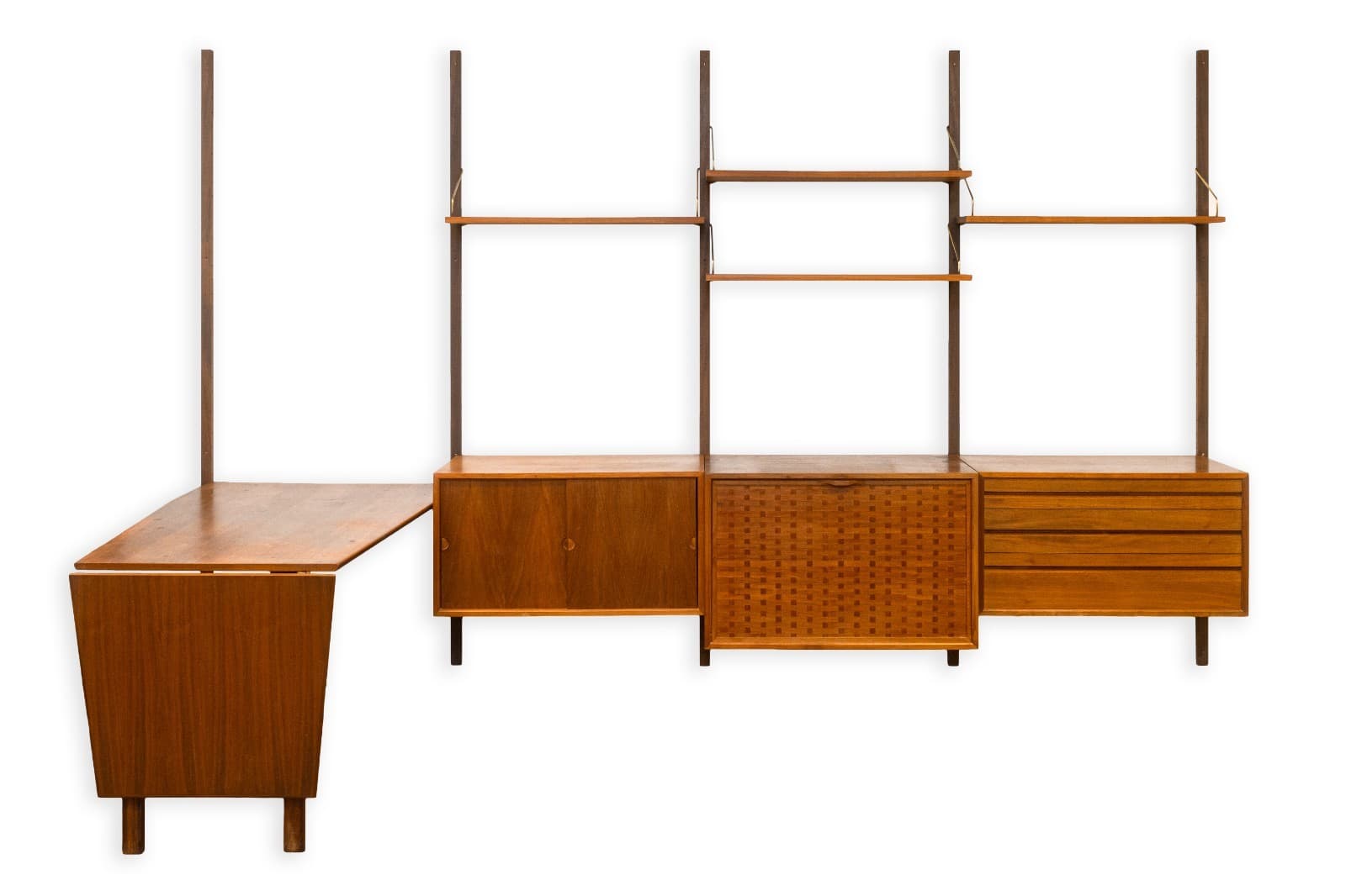 Poul Cadovious 4 Bay Royal System Danish Teak Wall Unit Extendable Table Desk