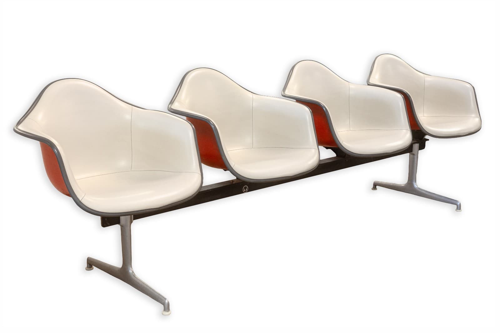 Charles & Ray Eames Herman Miller Tandem 4 Seat Fiberglass Shell Chair Bench