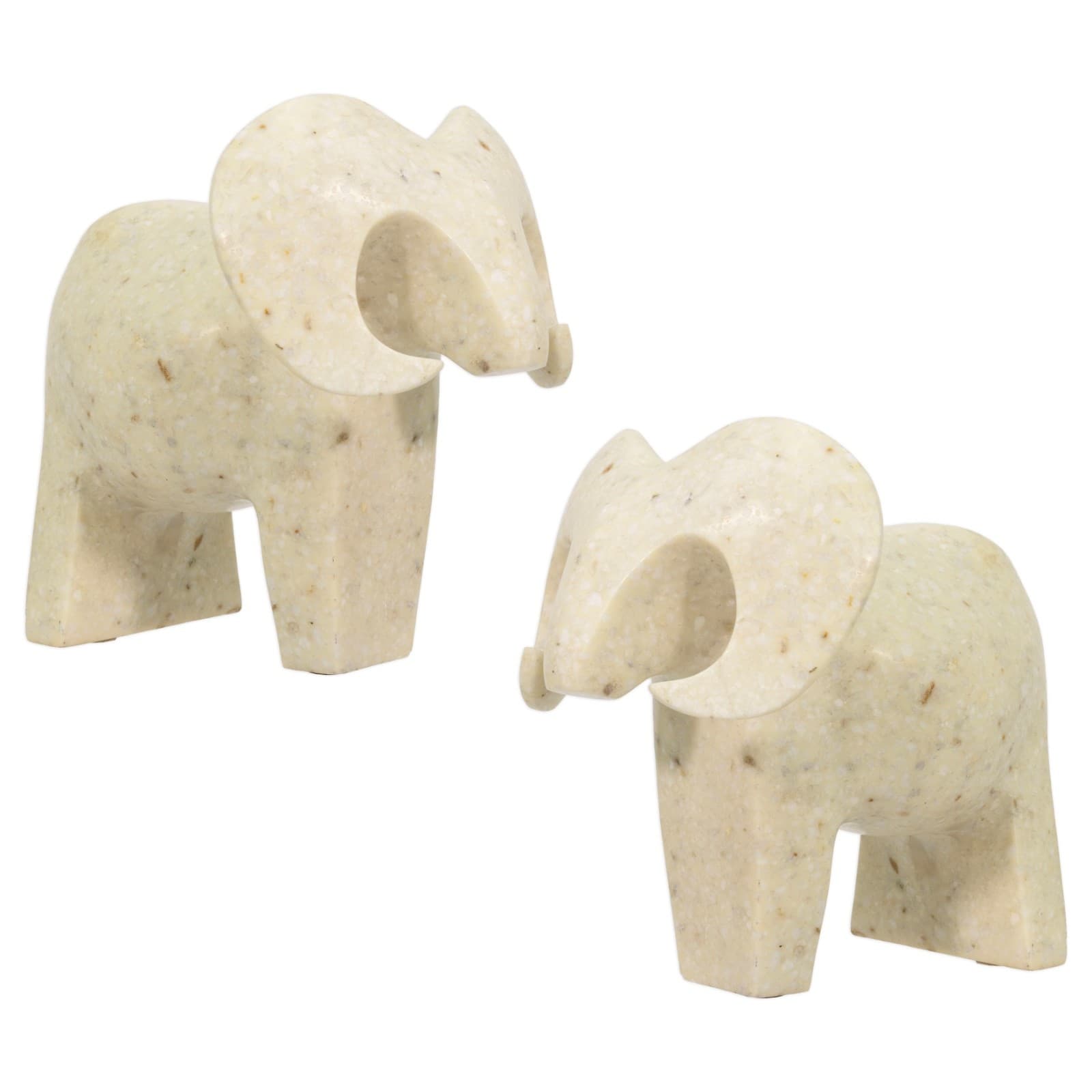 Pair Of 1970s Post Modern White Marble Rams By Masatoyo Kishi Kuki