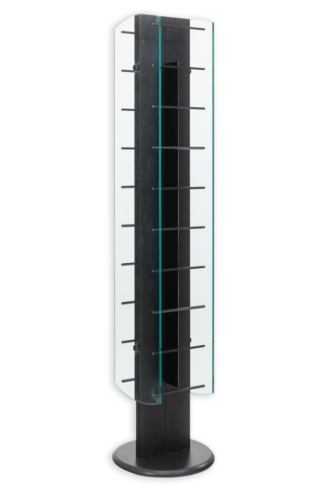 Contemporary Modern Italian Rotating Metal and Glass CD/DVD Display Rack