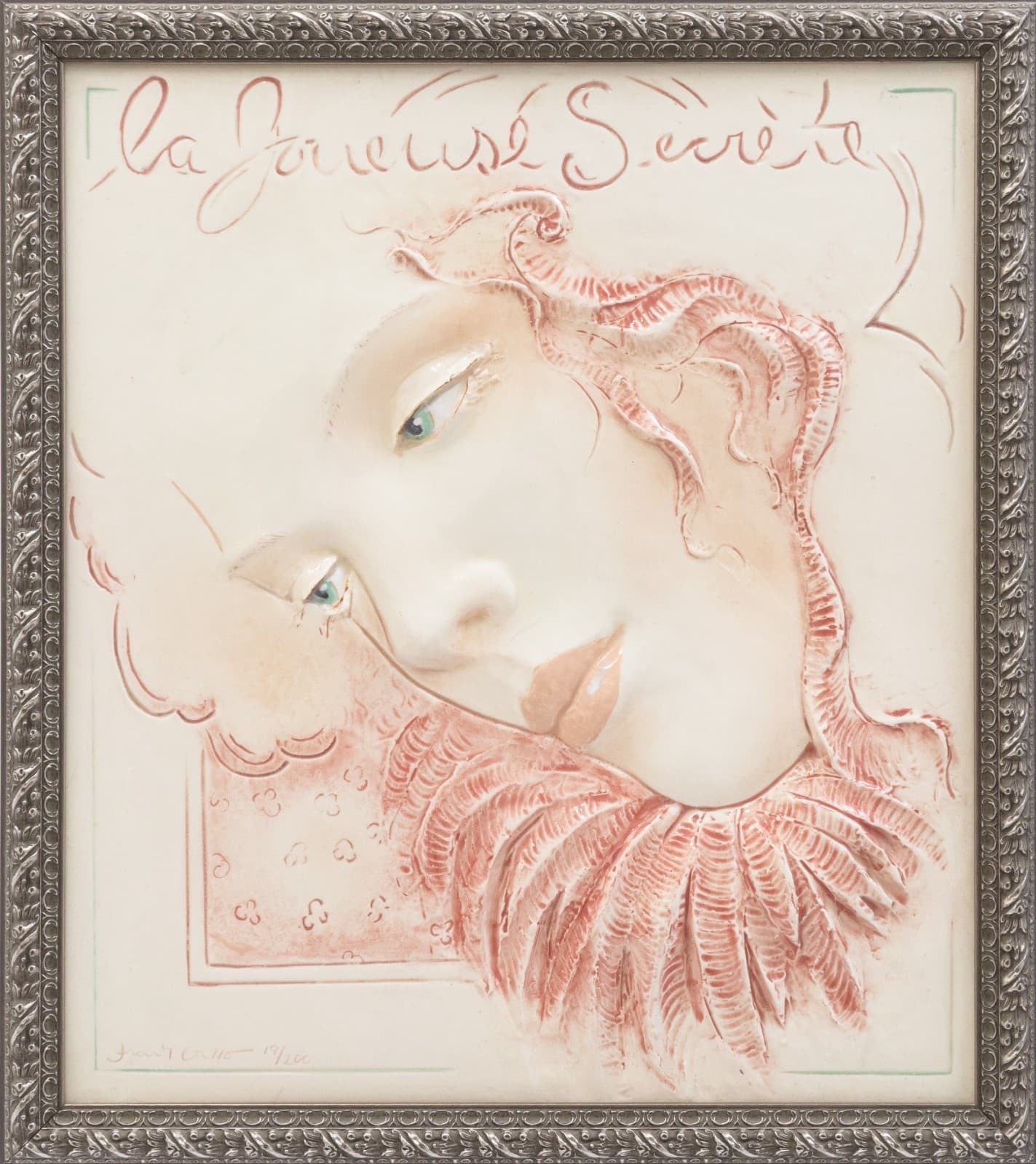 Frank Gallo La Jousese Secret Signed Figurative Ceramic Tile 19/200 Framed 1980s