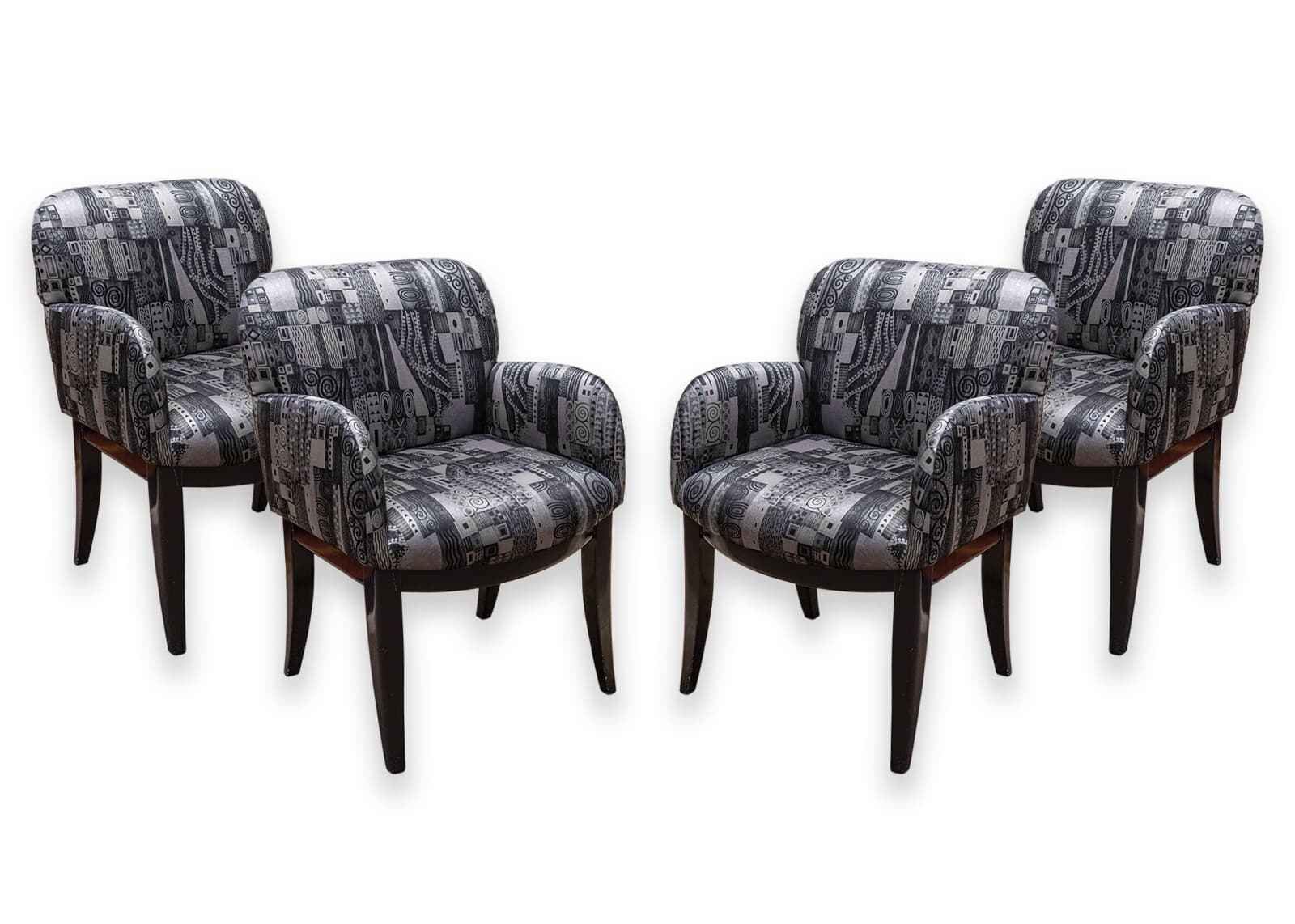 Set of 4 Milo Baughman for Thayer Coggin Black Cushioned Dining Armchairs