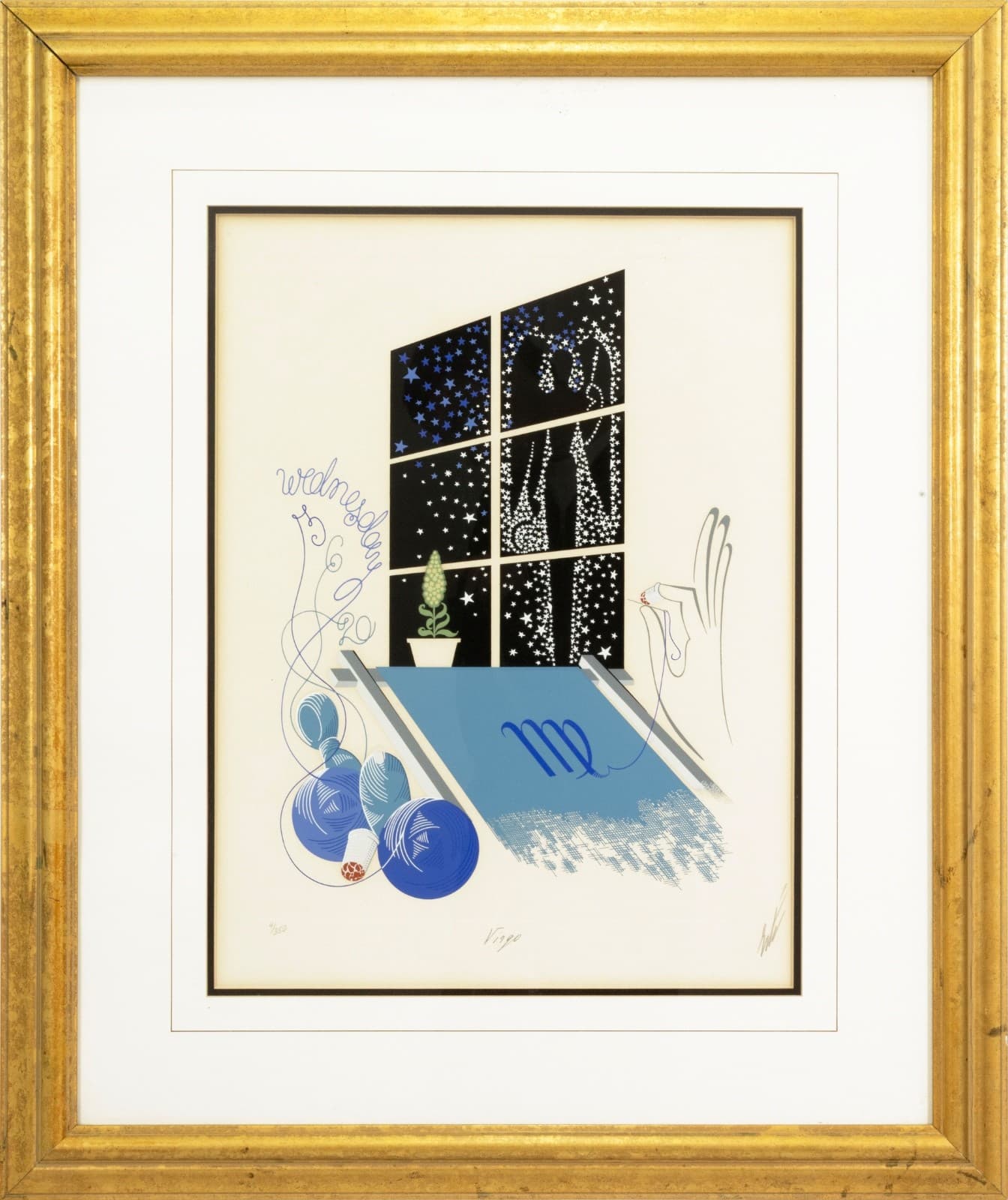 Erte Virgo From The Zodiac Series 1982 Signed Screenprint 4/350 Art Deco Style