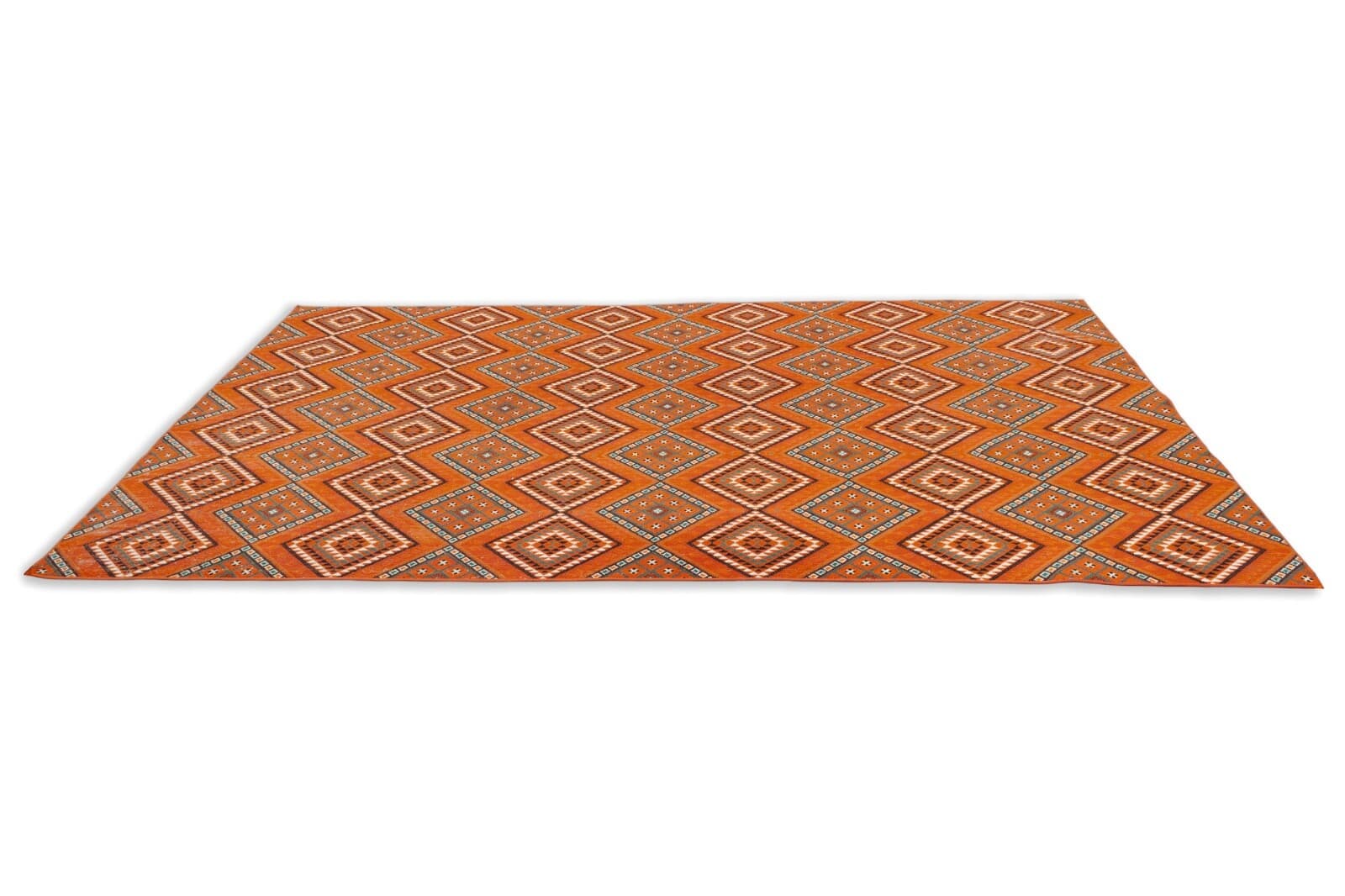 Rectangular Orange Stark Studio Wool Area Rug Geometric Square Design 10'9 x 6