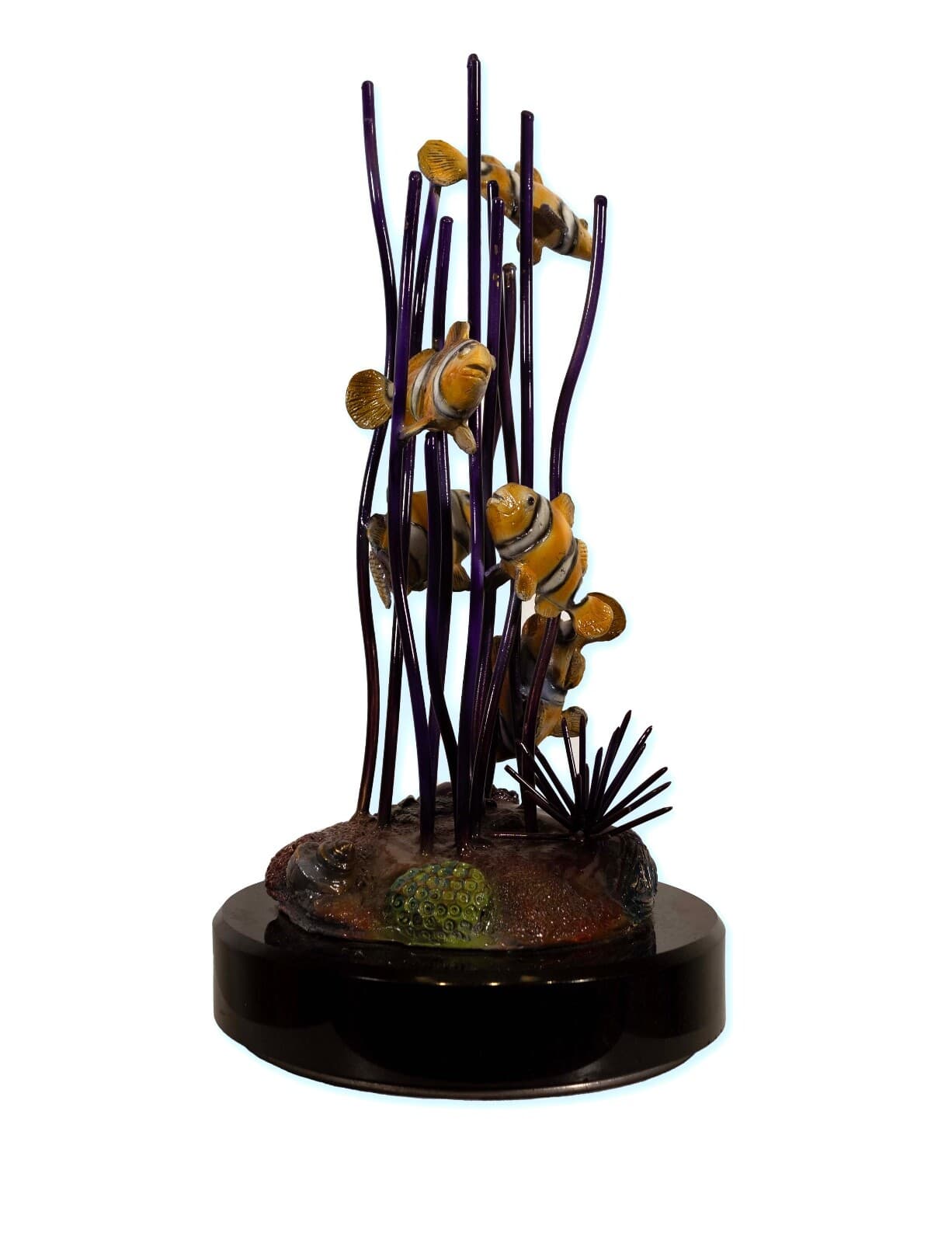 J Townsend Sealife Clownfish in Coral Bronze & Ceramic Sculpture Signed 7/399
