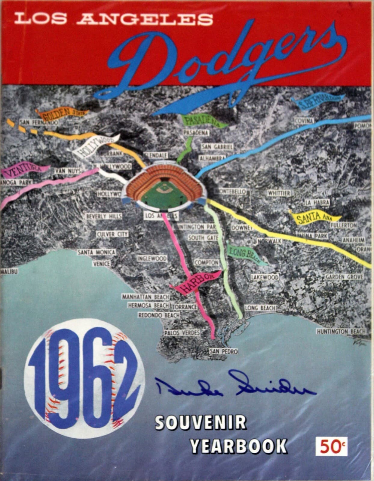 LA Dodgers 1962 Souvenir Yearbooks Signed Duke Snider