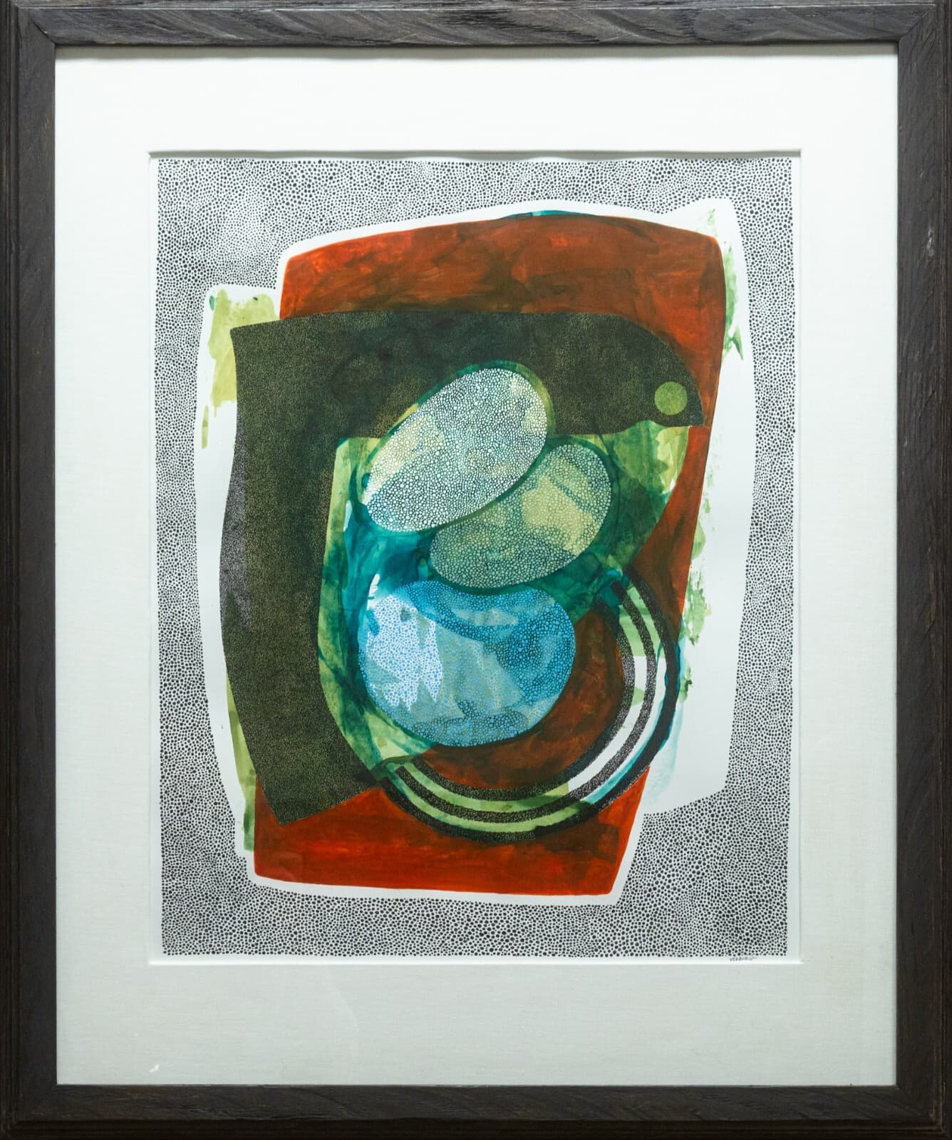 Paul VerBurg Circle in a Square Signed Contemporary Pen & Ink Wash Paper Framed