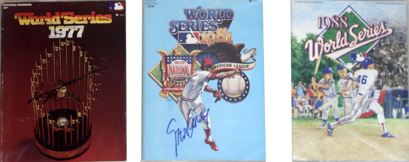 Set of 3 World Series Program 1977/1981/1988 Autographed
