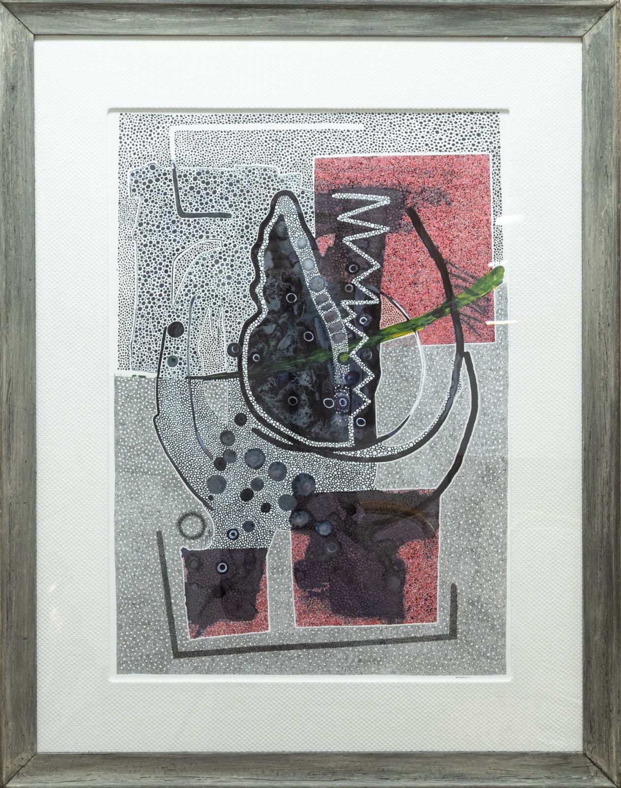 Paul Verburg Rufescent Signed Contemporary Pen and Ink Wash on Paper Framed