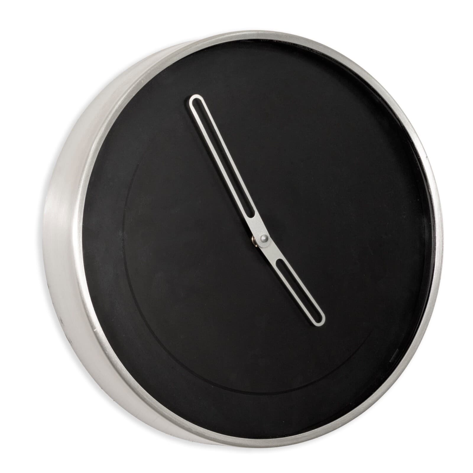 Vintage 1970s Howard Miller Modern Minimalist Black and Silver Wall Clock