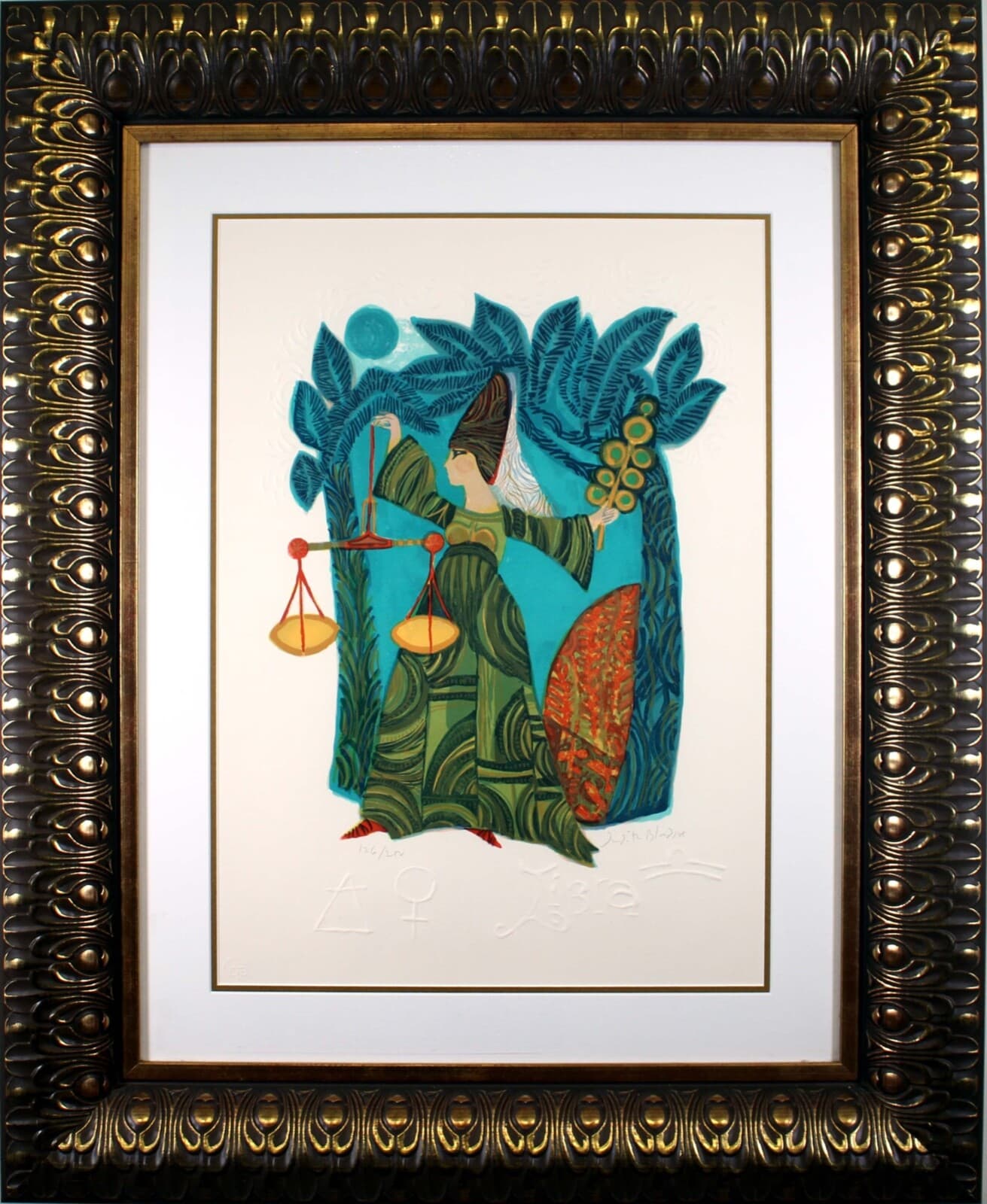 Judith Bledsoe Libra Hand Signed Contemporary Lithograph 126/250 Framed