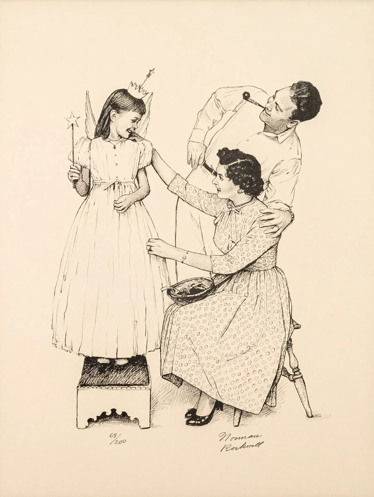 Norman Rockwell Debut American Family Portfolio Signed Lithograph on Paper