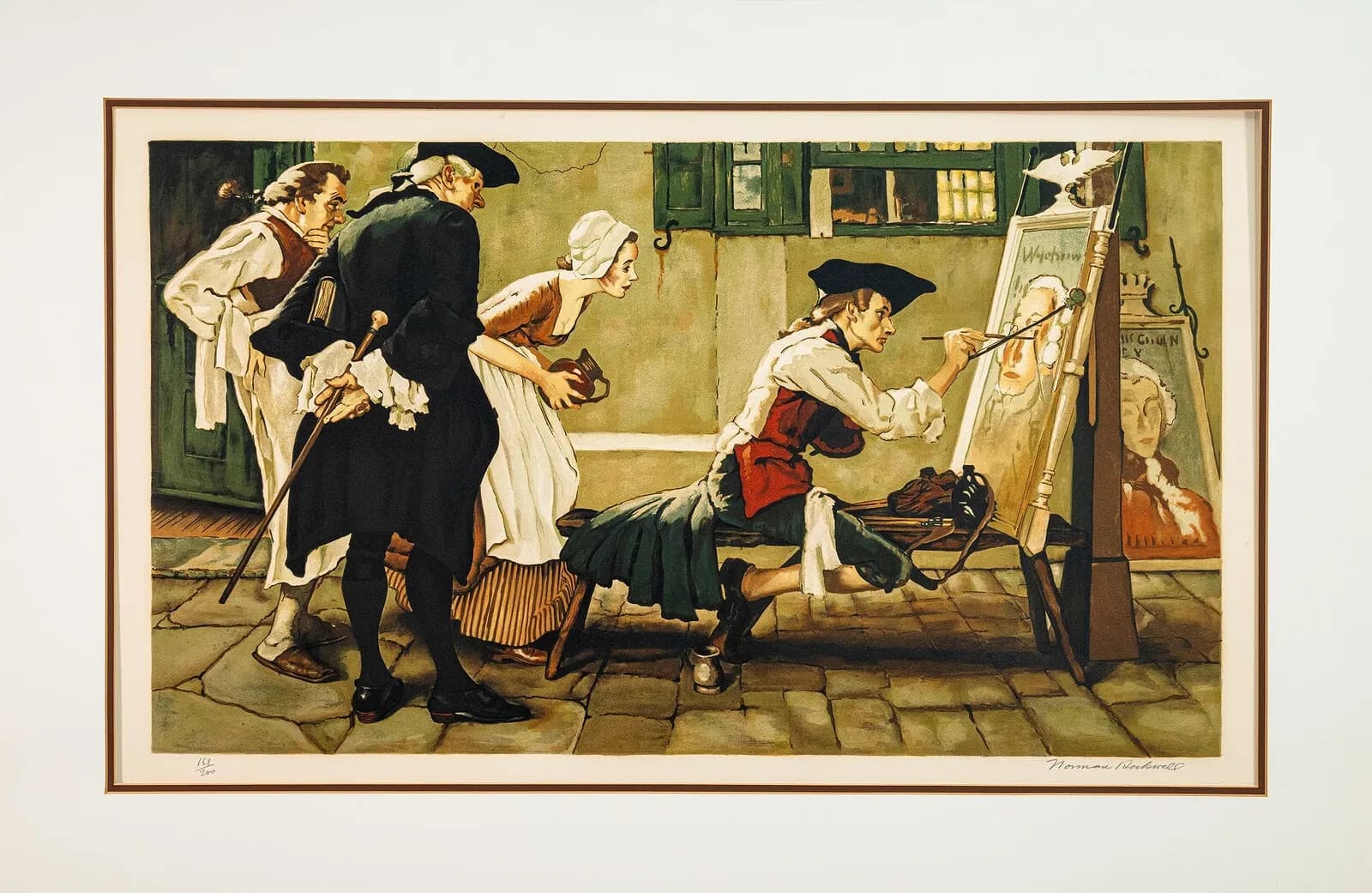 Norman Rockwell The New Tavern Sign Signed Lithograph in Colors on Paper