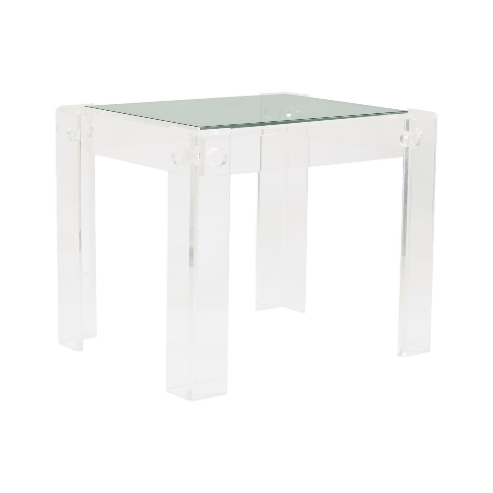 Charles Hollis Jones Glass Top Lucite Base End Side Table 1970s