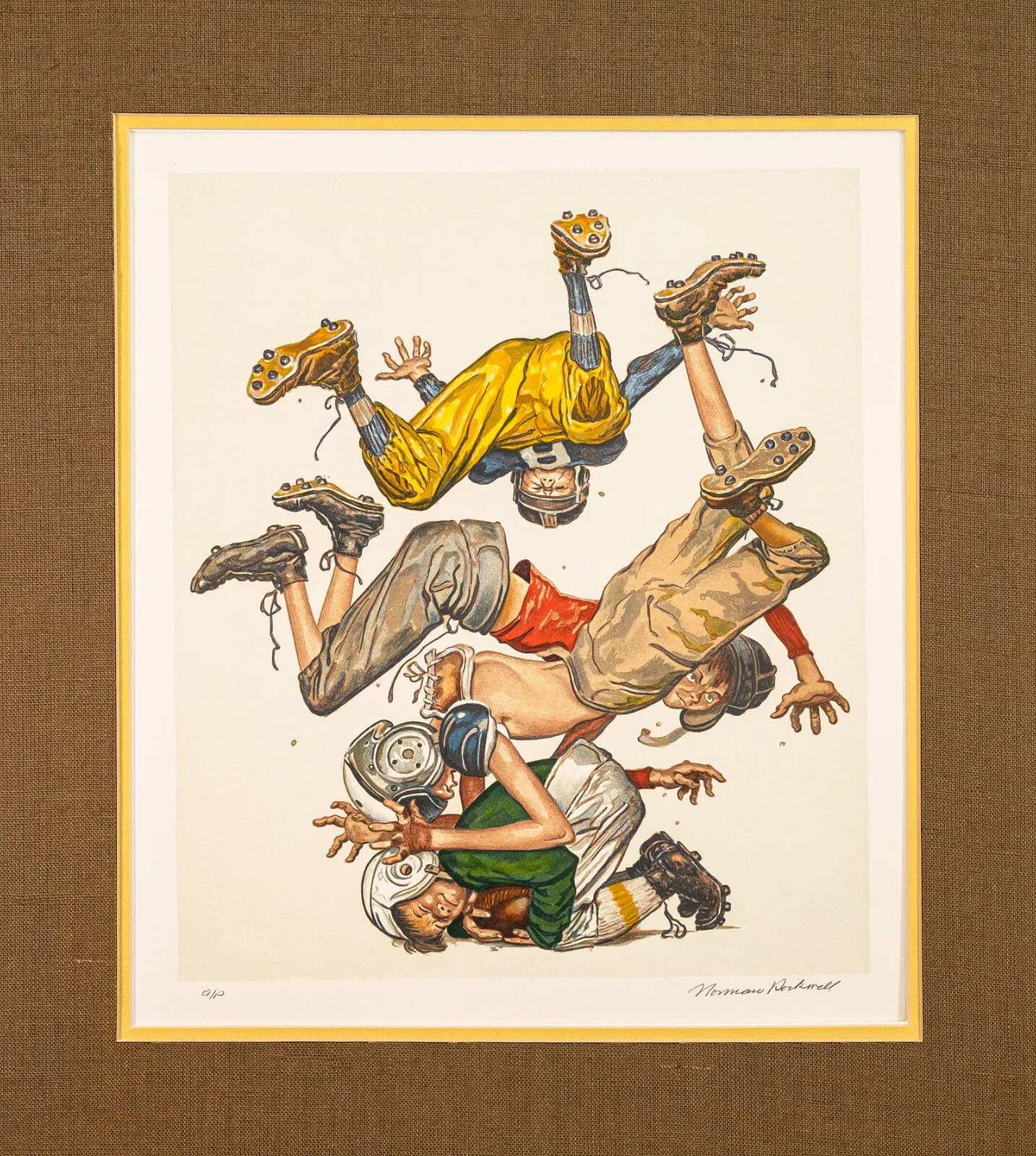 Norman Rockwell Sports Portfolio (Football) Signed Lithograph on Paper A/P