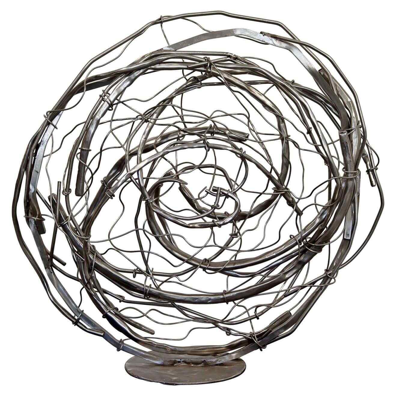Contemporary Stainless Steel Abstract Table Sculpture Signed Robert Hansen 2020