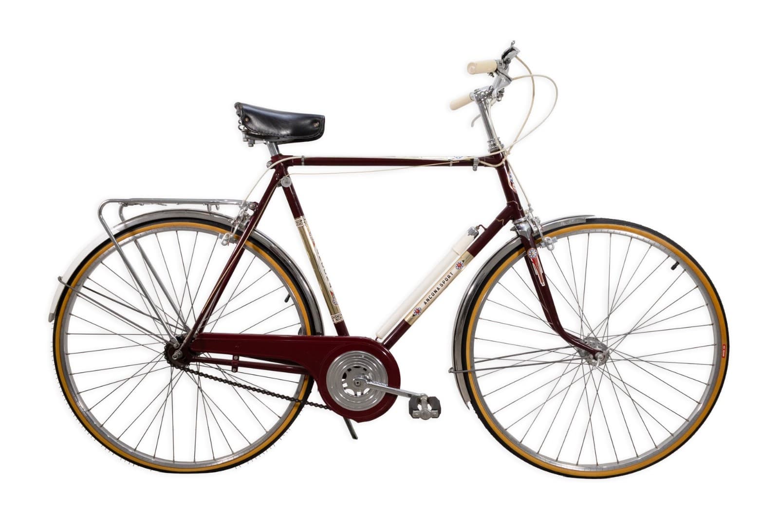 Vintage Italian Maroon Ancona Sport Bike With Removable Air Pump