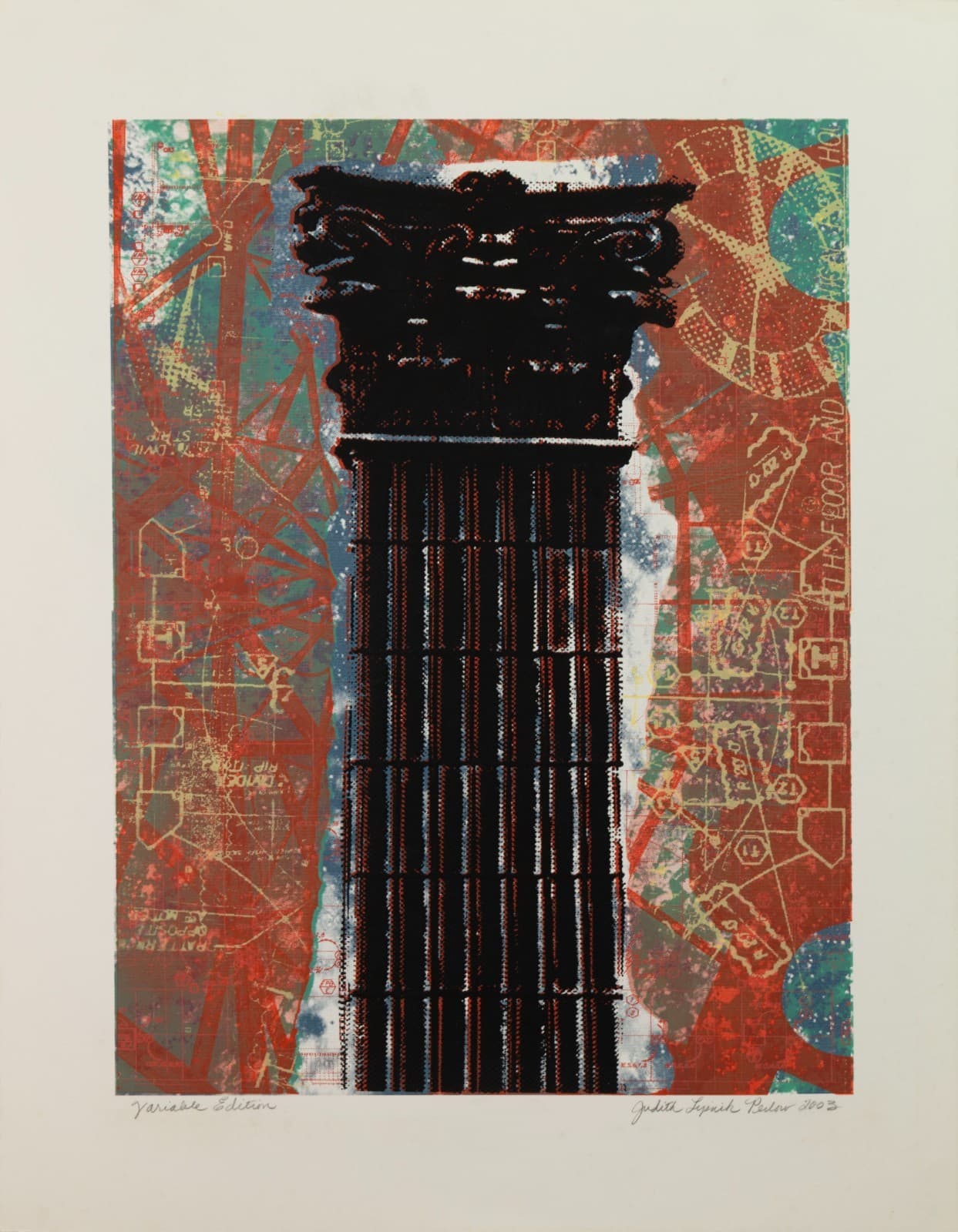 Judith Lipnik Perlow Column Series IV 2003 Signed Serigraph in Colors on Paper