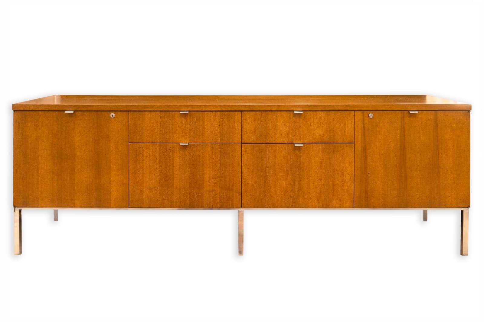 Vintage Mid Century Florence Knoll Walnut Wood Executive Office Credenza Cabinet