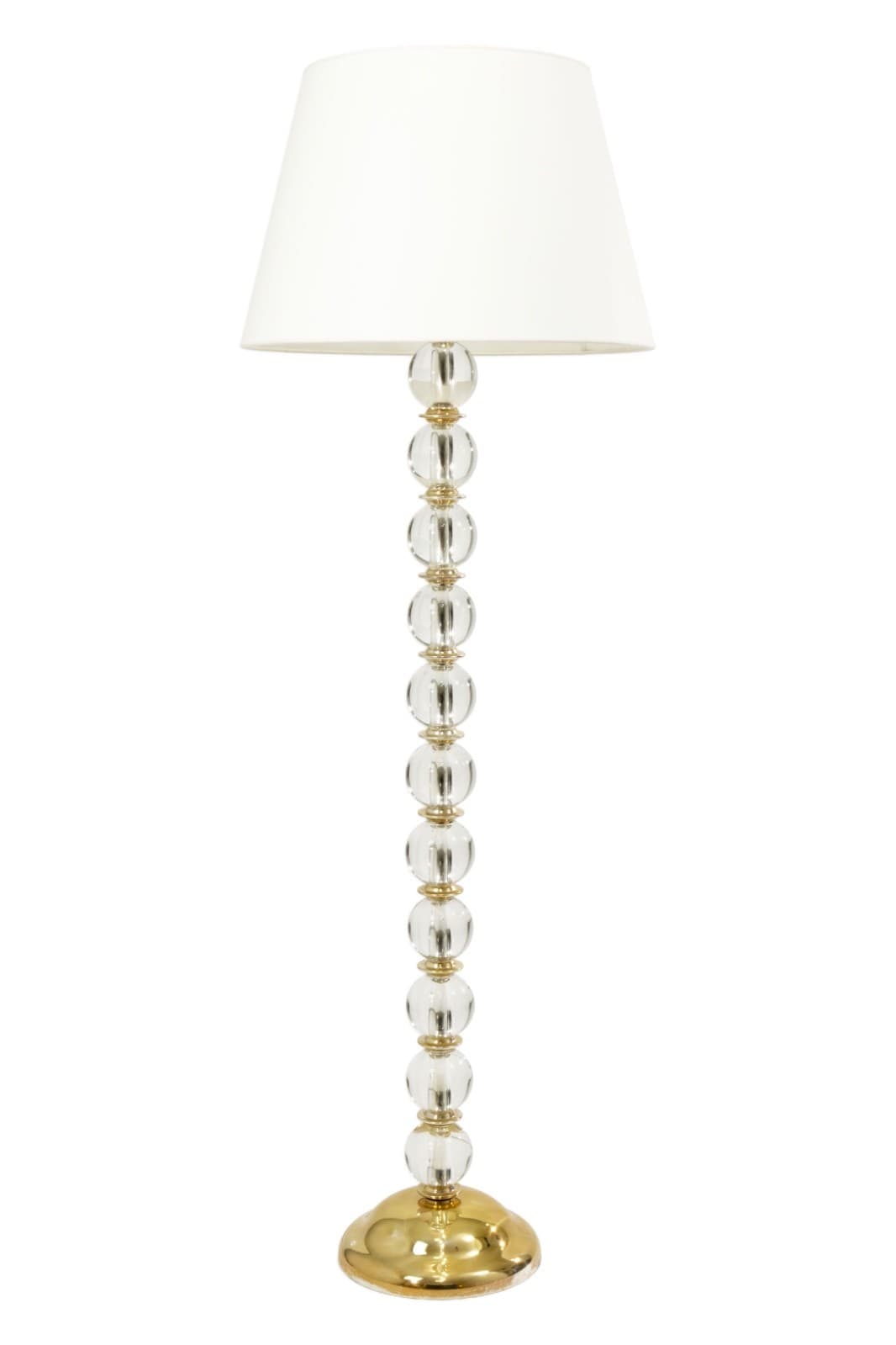 Vintage Glass Sphere And Brass Cristallo Floor Lamp Made In Italy