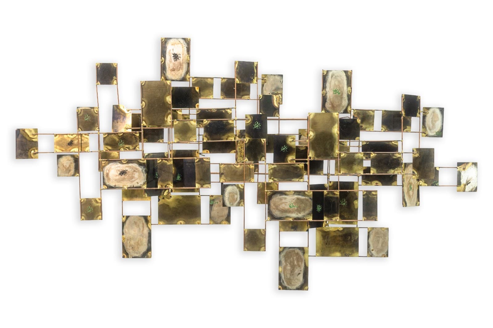 Vintage Curtis Jere Signed 1972 Labyrinth Brutalist MCM Brass Wall Sculpture