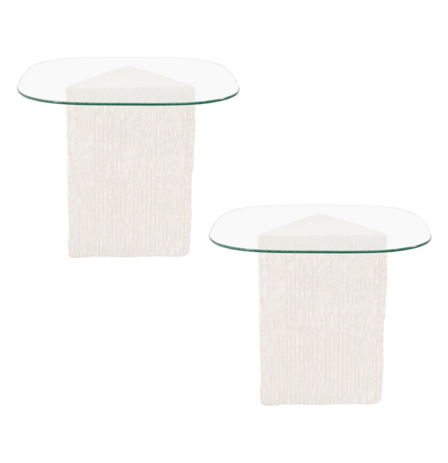 Pair Of Post Modern Plaster And Glass Side End Tables