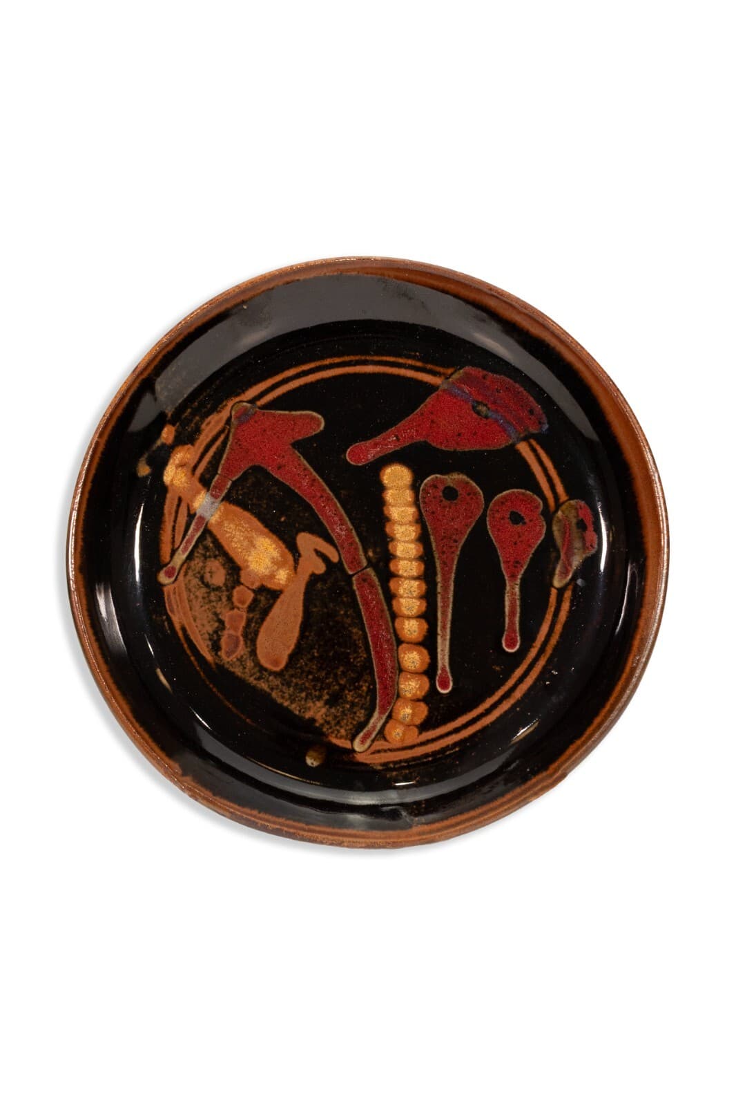 Ron Lieberman Signed Retro Vintage Modernist Glazed Ceramic Decorative Plate 70s