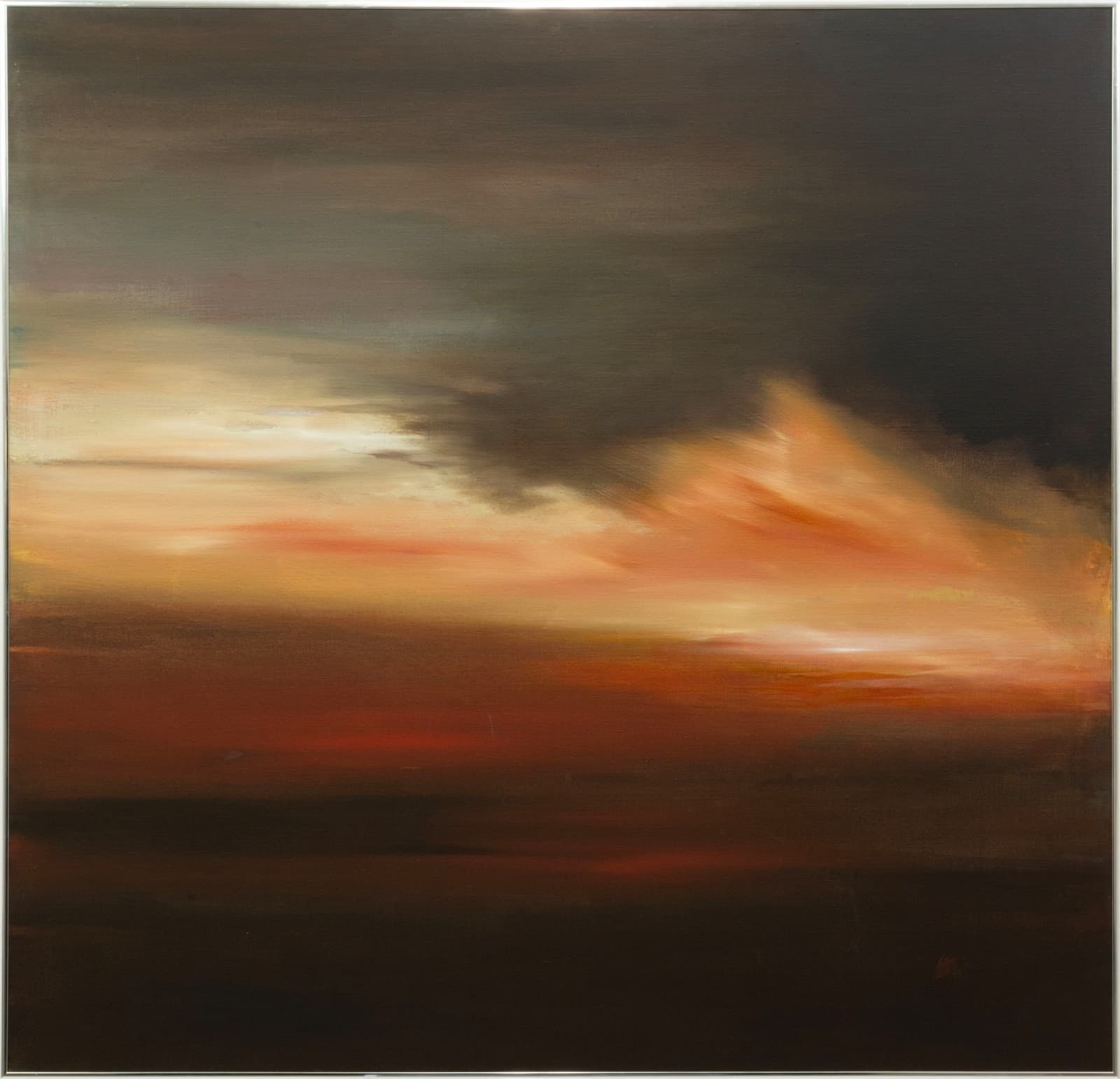 Richard Koslow - Untitled (Red & Black Abstract) 1970s Signed Acrylic on Canvas