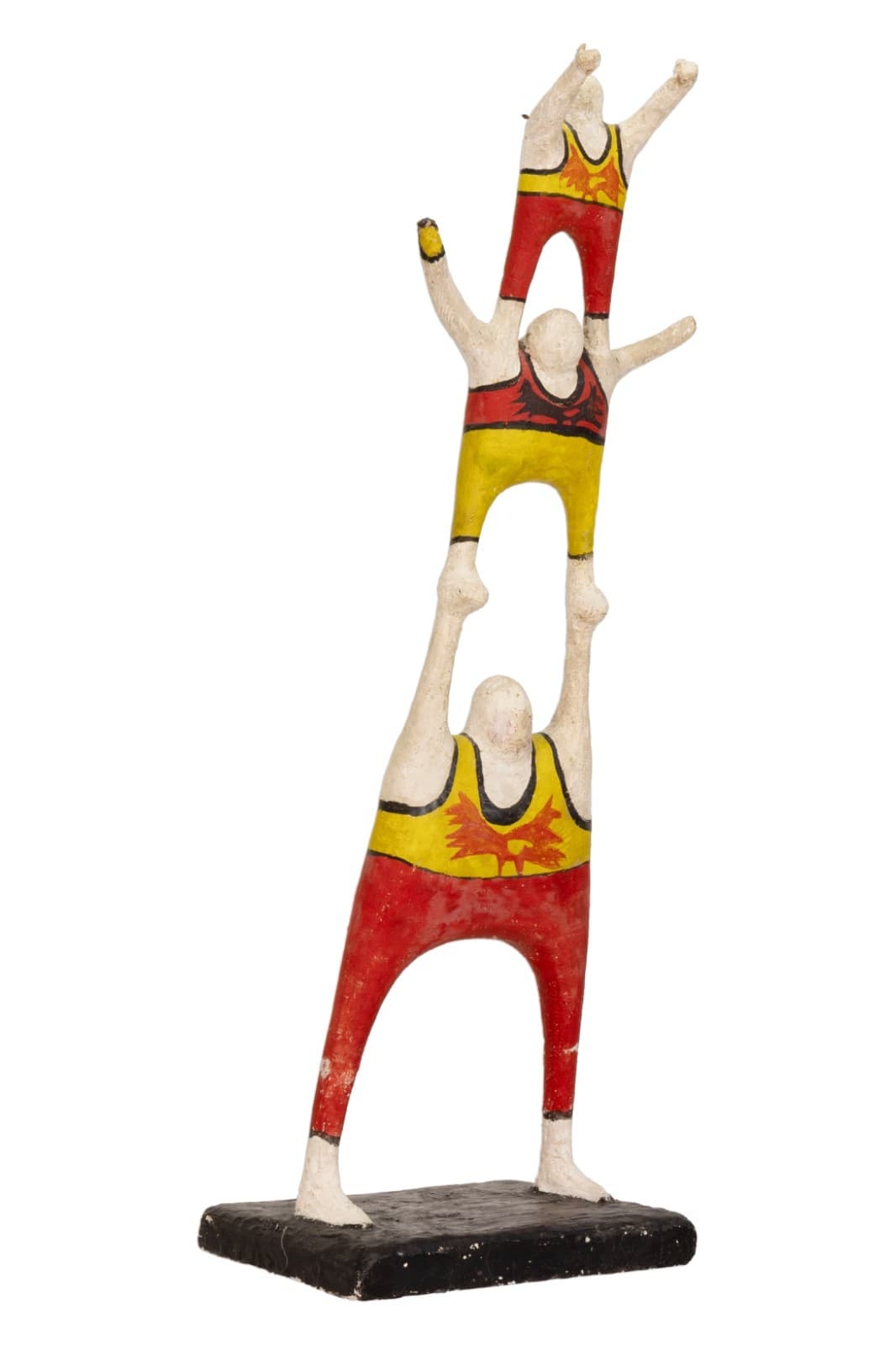 Vintage Mexican Folk Art - Lucha Libre Wrestlers Sculpture Hand-Painted Plaster