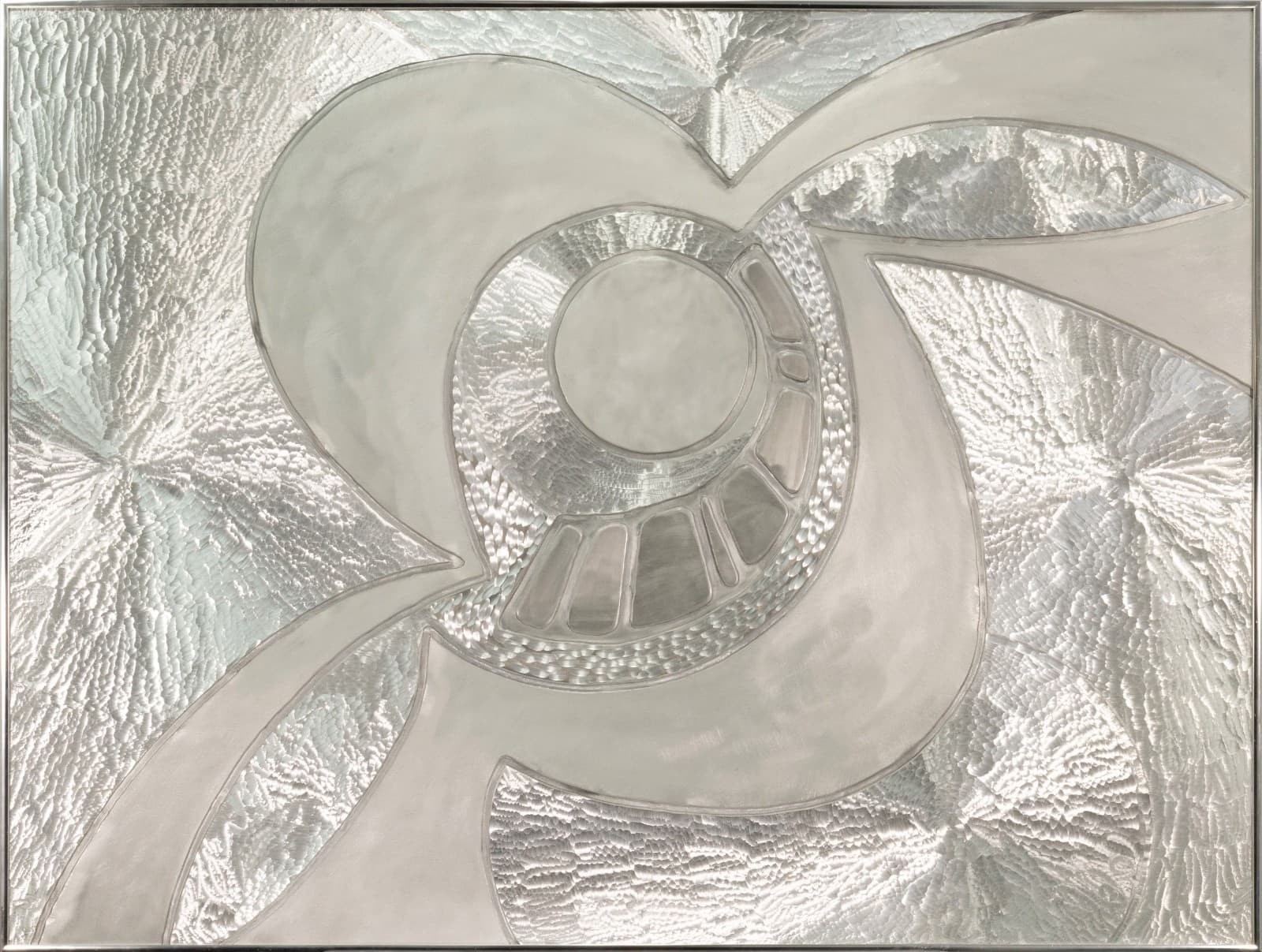 Greg Clark – Silver Swirls, Mid-Century Modern Wall Sculpture Mixed-Metal Art