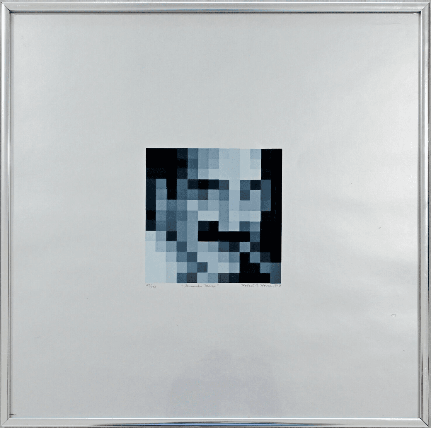Modern Framed Robert Hover Groucho Marx Pixel Art Serio Lithograph Signed 1973