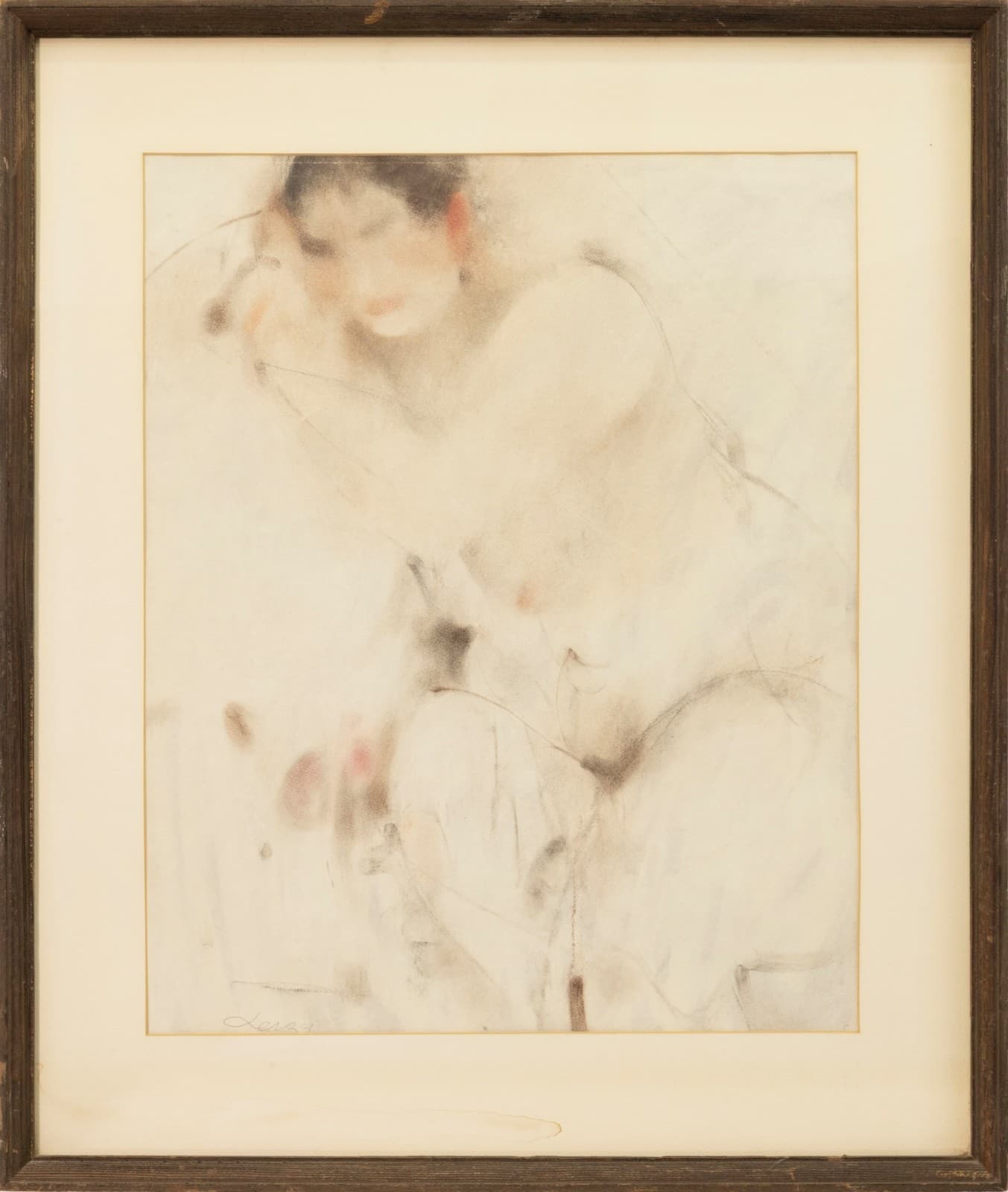 Richard Jerzy - Untitled (Female Nude) Signed Watercolor on Paper Framed